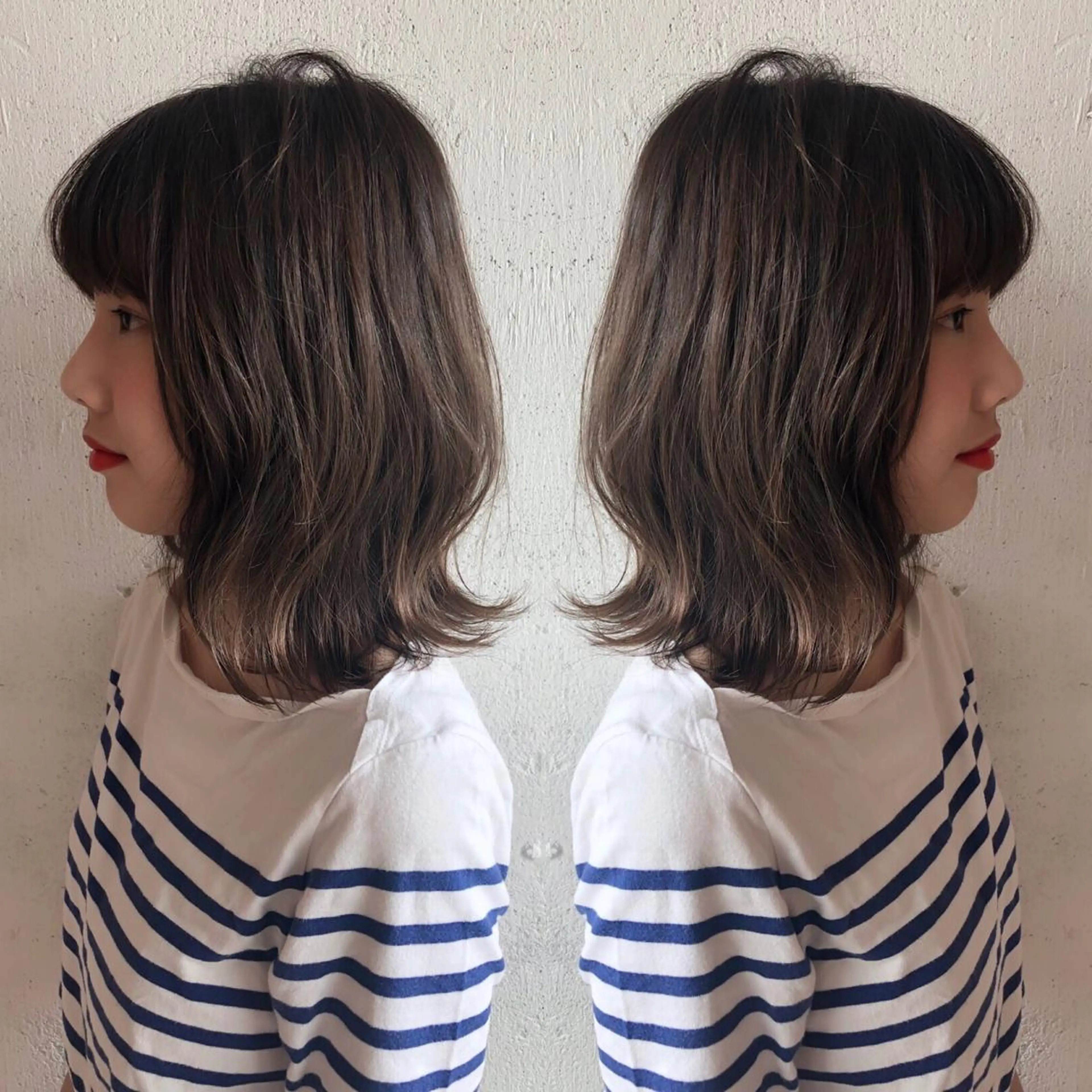 ミディアム カット ヘアカラー トリートメント あらき ちさとのヘアスタイル