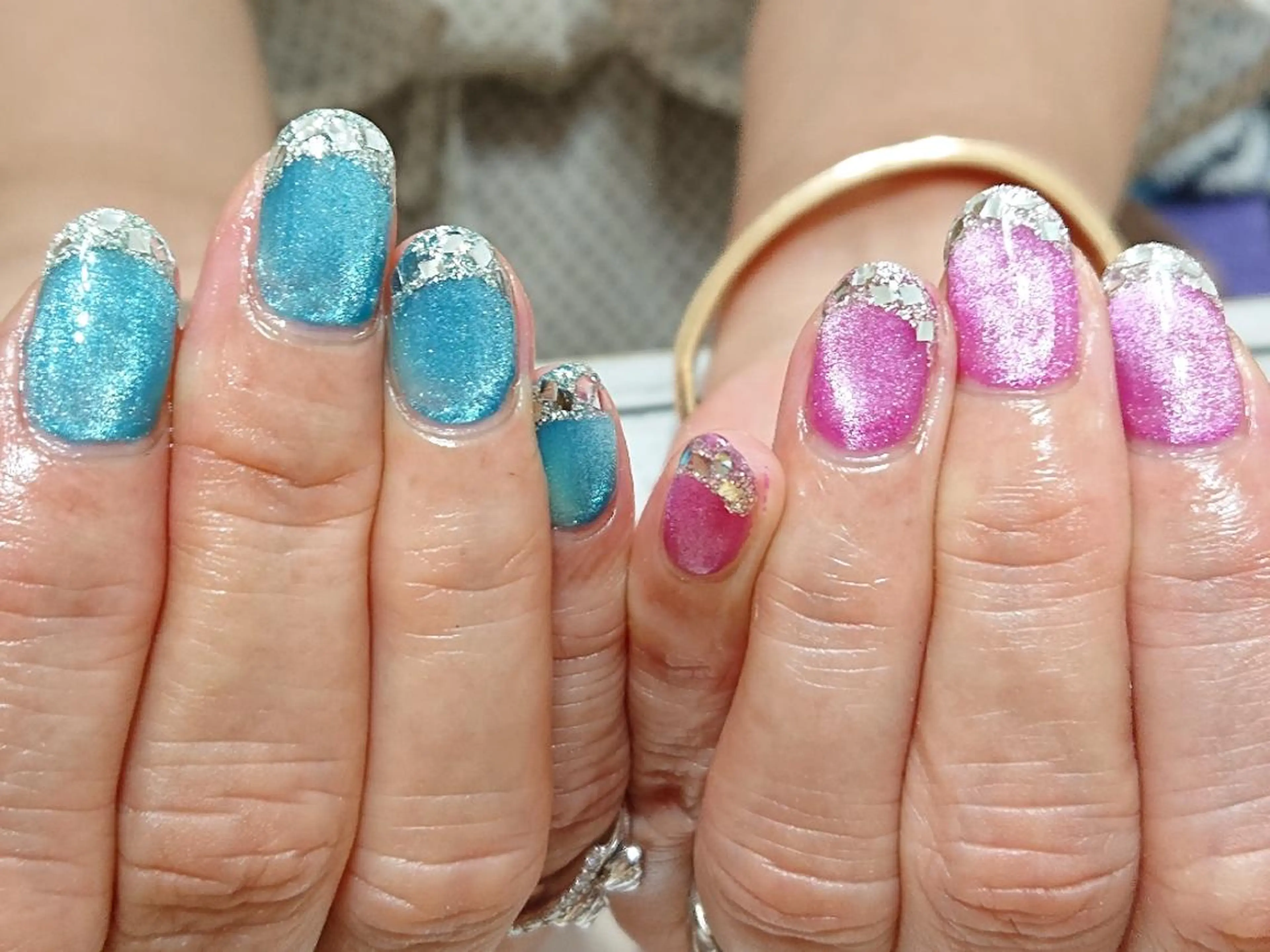 ネイル フレンチネイル ガラスフレンチ マグネットネイル あんきち    のネイルデザイン