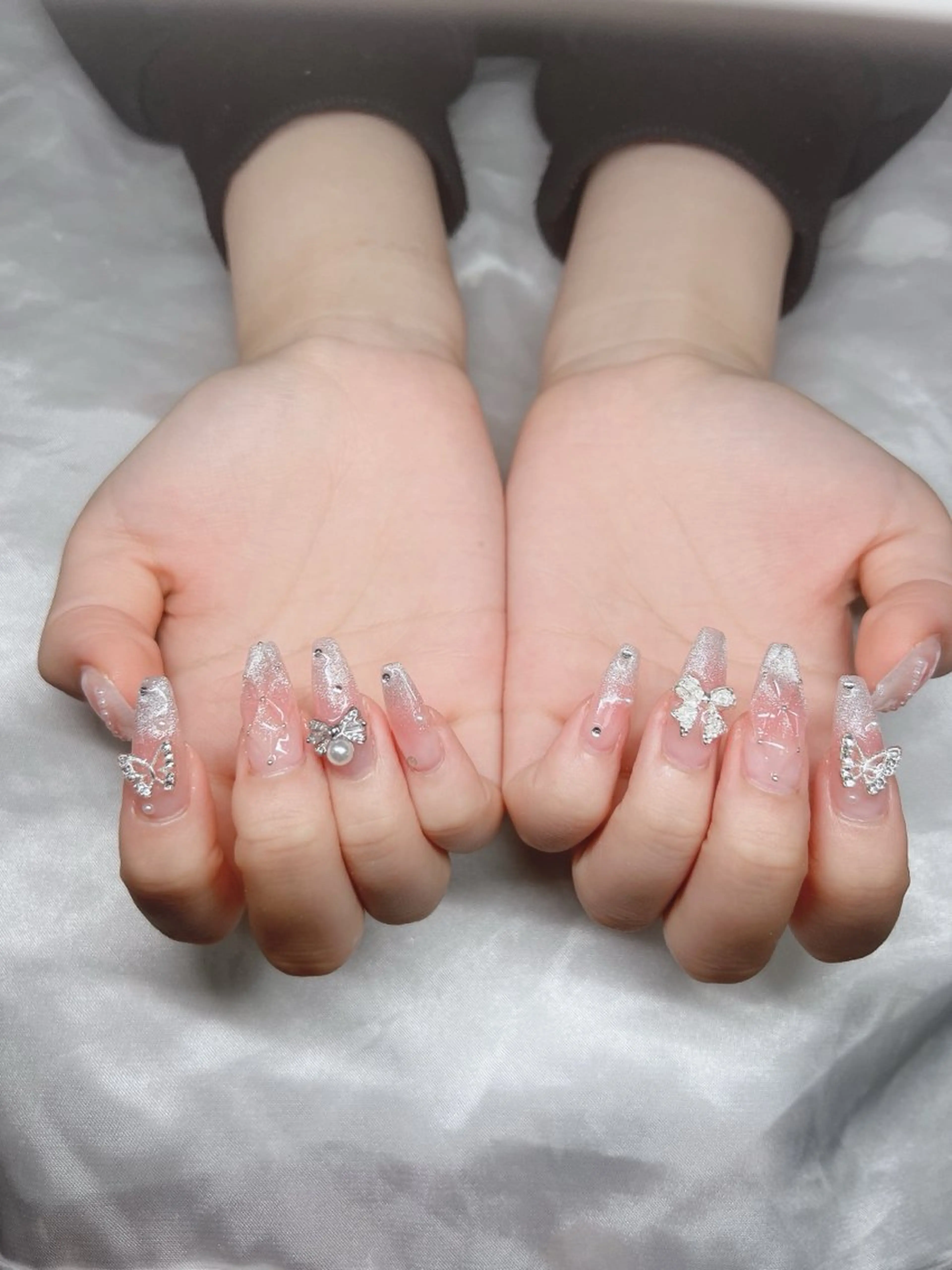 ネイル 長さ出し グラデーション キラキラネイル マグネットネイル ニュアンスネイル Lee Nails チップ長さだし専門店のネイルデザイン