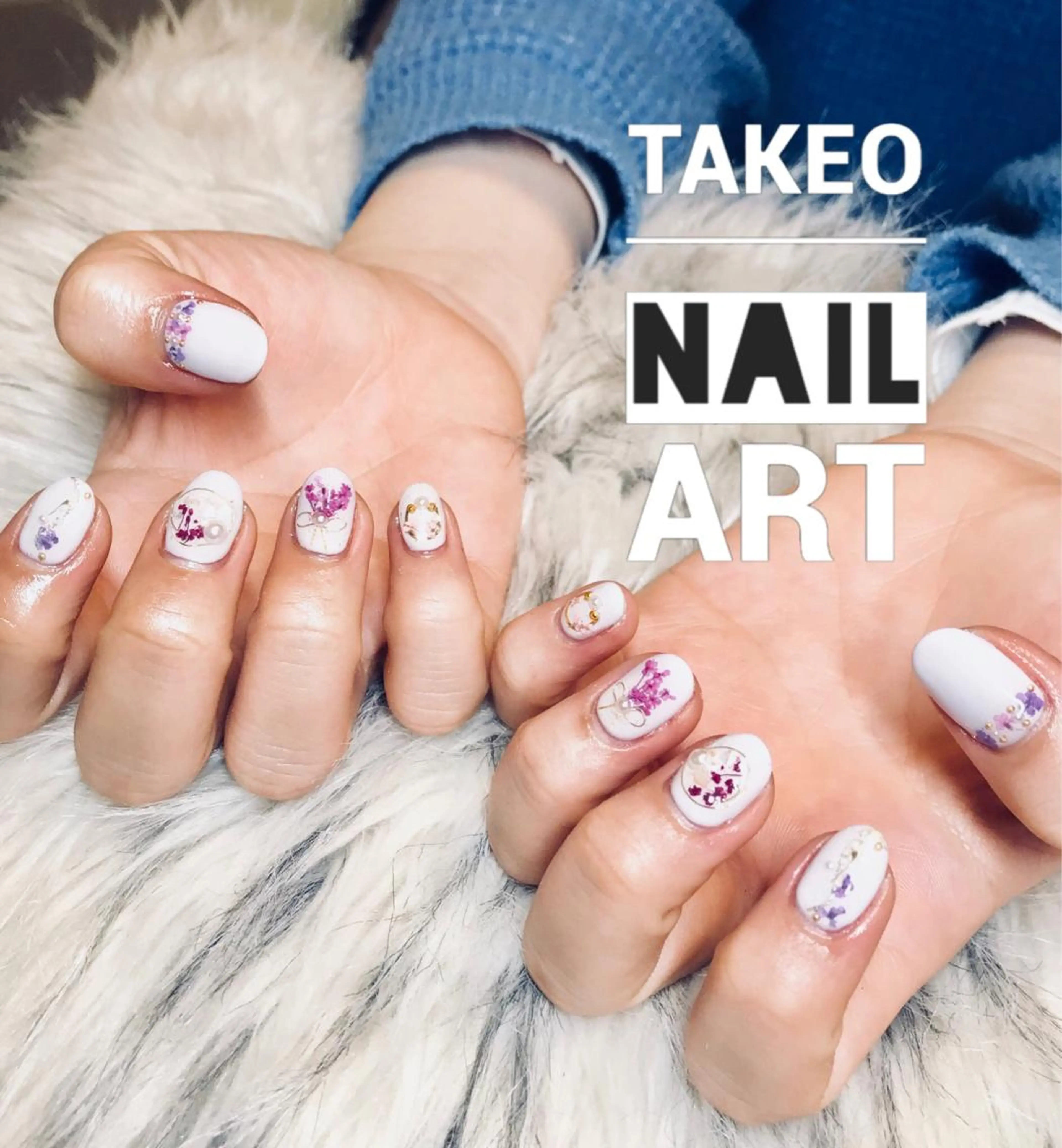 ショート ネイル フラワーネイル nail&eye Aoのマツエク・マツパデザイン