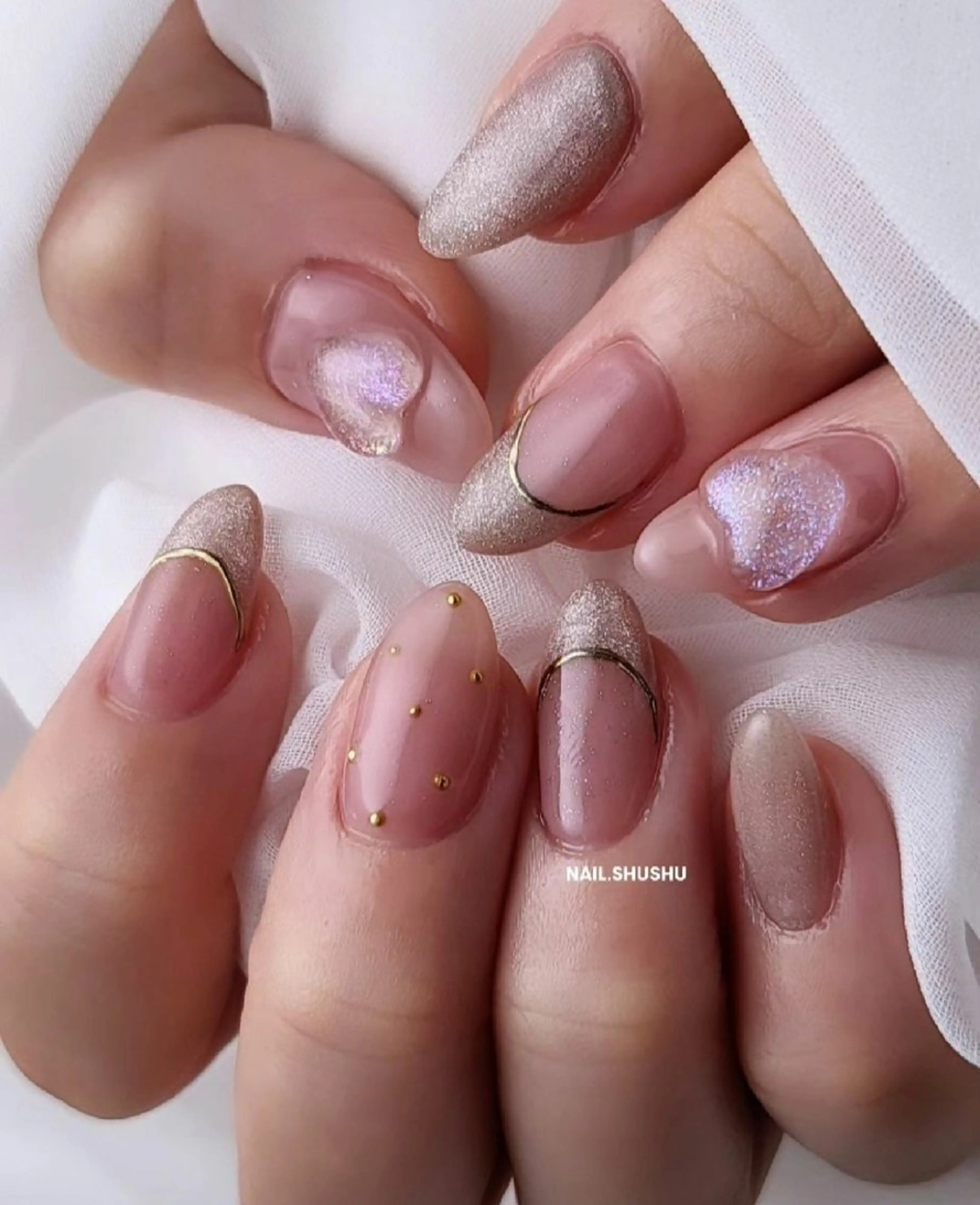 ネイル 持ち込み ニュアンスネイル ワンカラーネイル シンプルネイル ハンドネイル 3dパーツ/流行り 👧shushu❤️のネイルデザイン