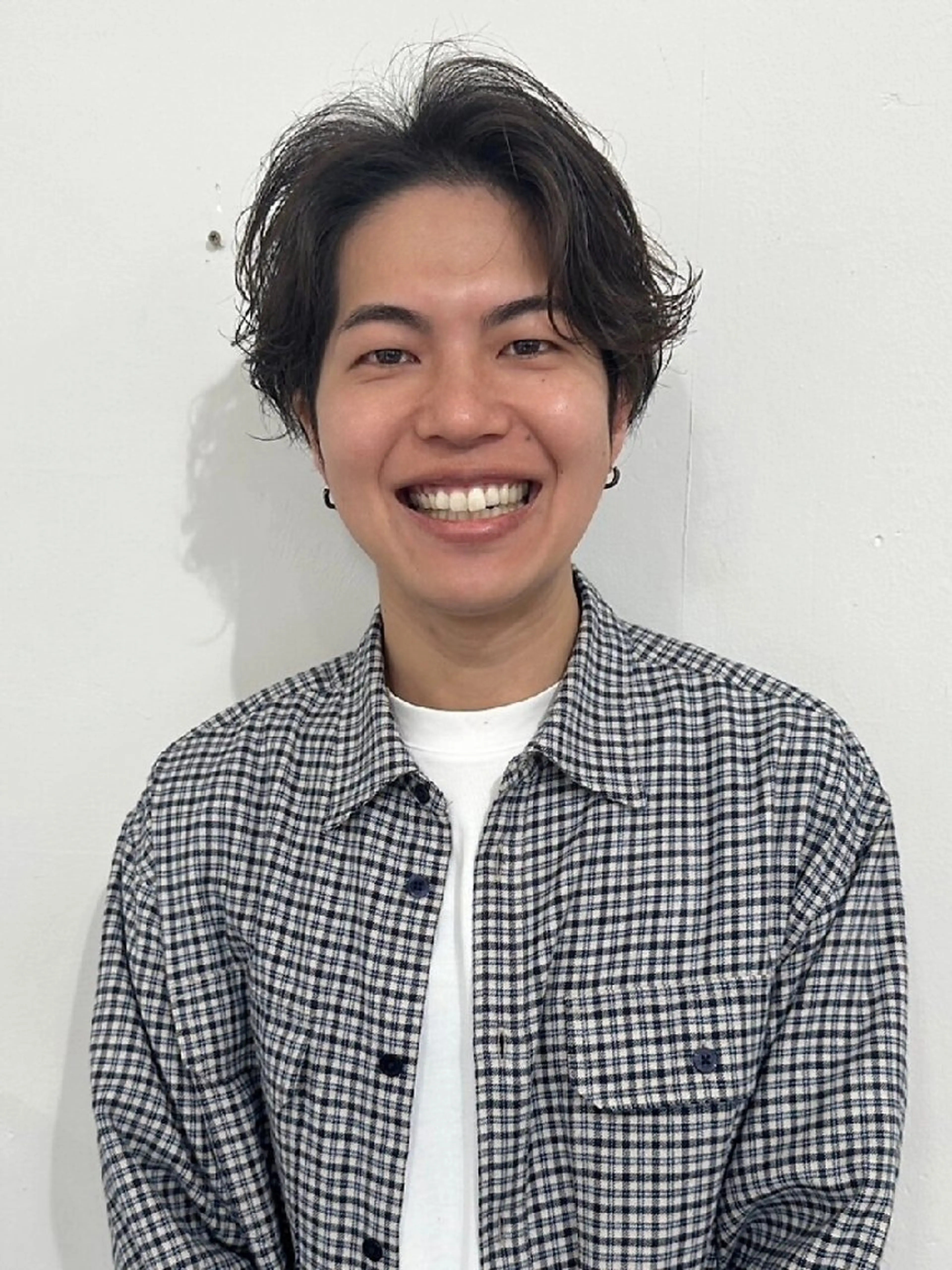 ミディアム パーマ くせ毛 縮毛矯正 HONEY渋谷 髪質改善/レイヤーのヘアスタイル