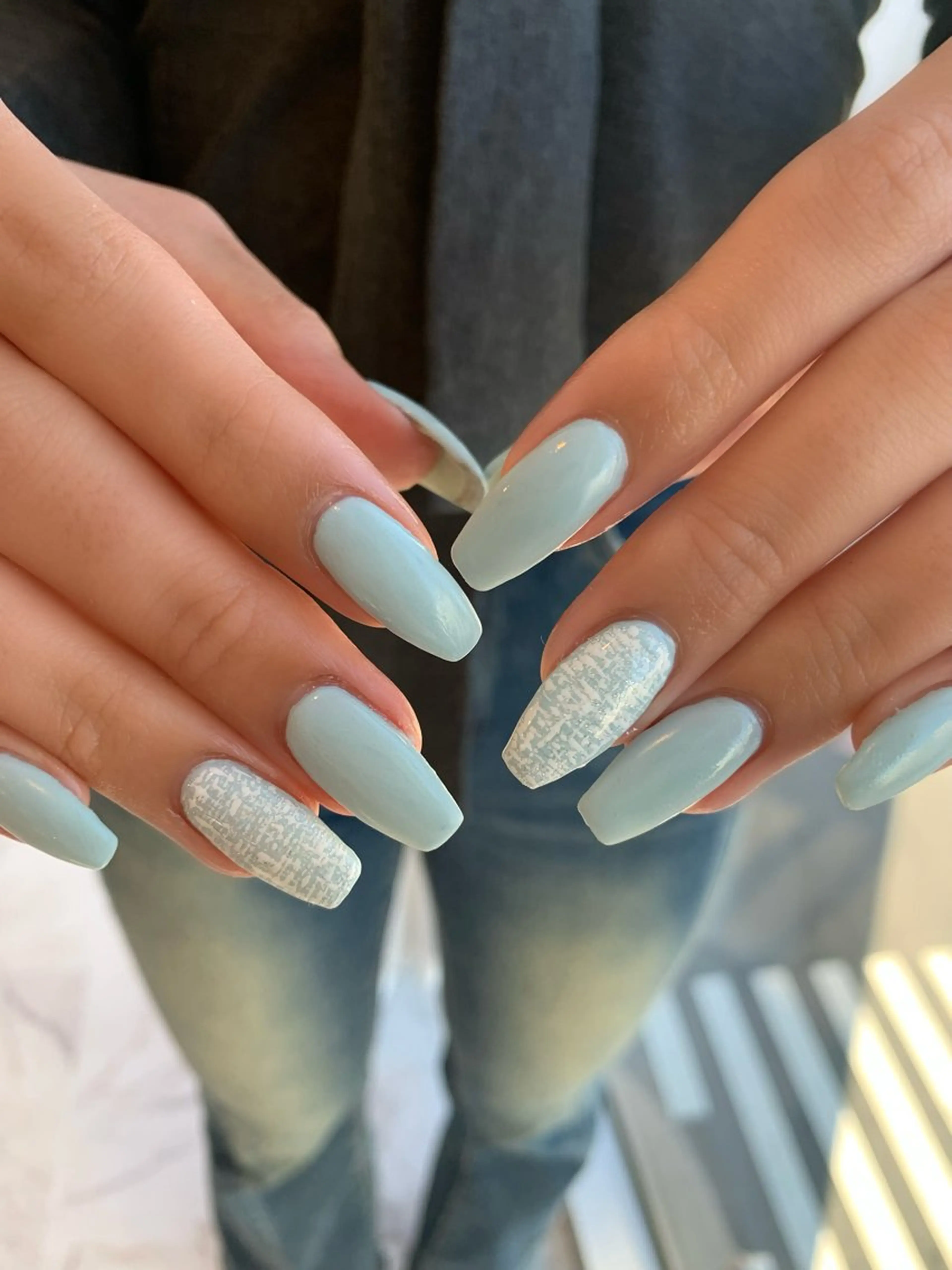 ネイル 水色 ツイードネイル ハンドネイル ANEMONA NIHOのネイルデザイン