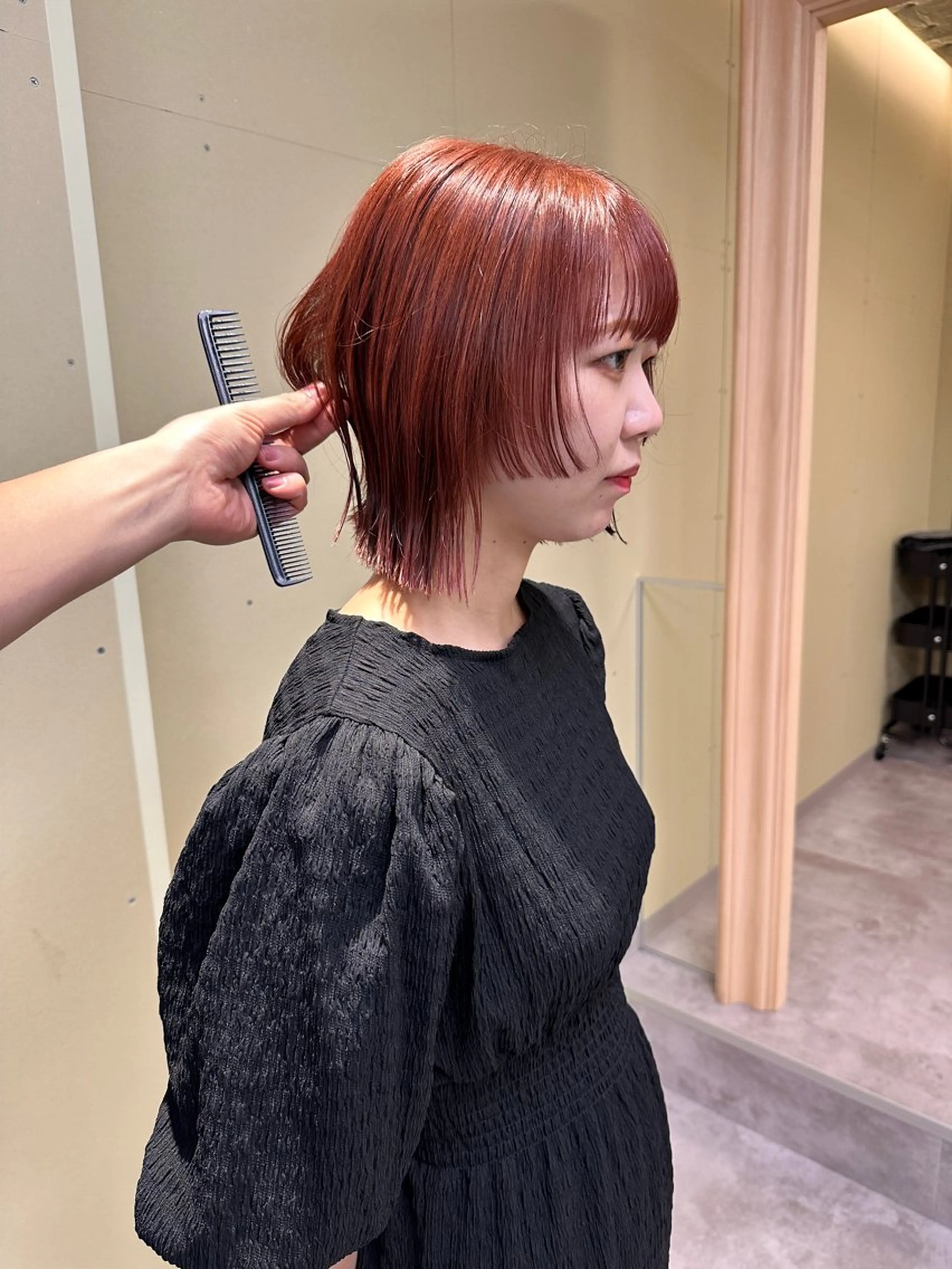 ミディアム カット ヘアカラー ボブ/ぱつっとボブ/ 谷口 海星のヘアスタイル