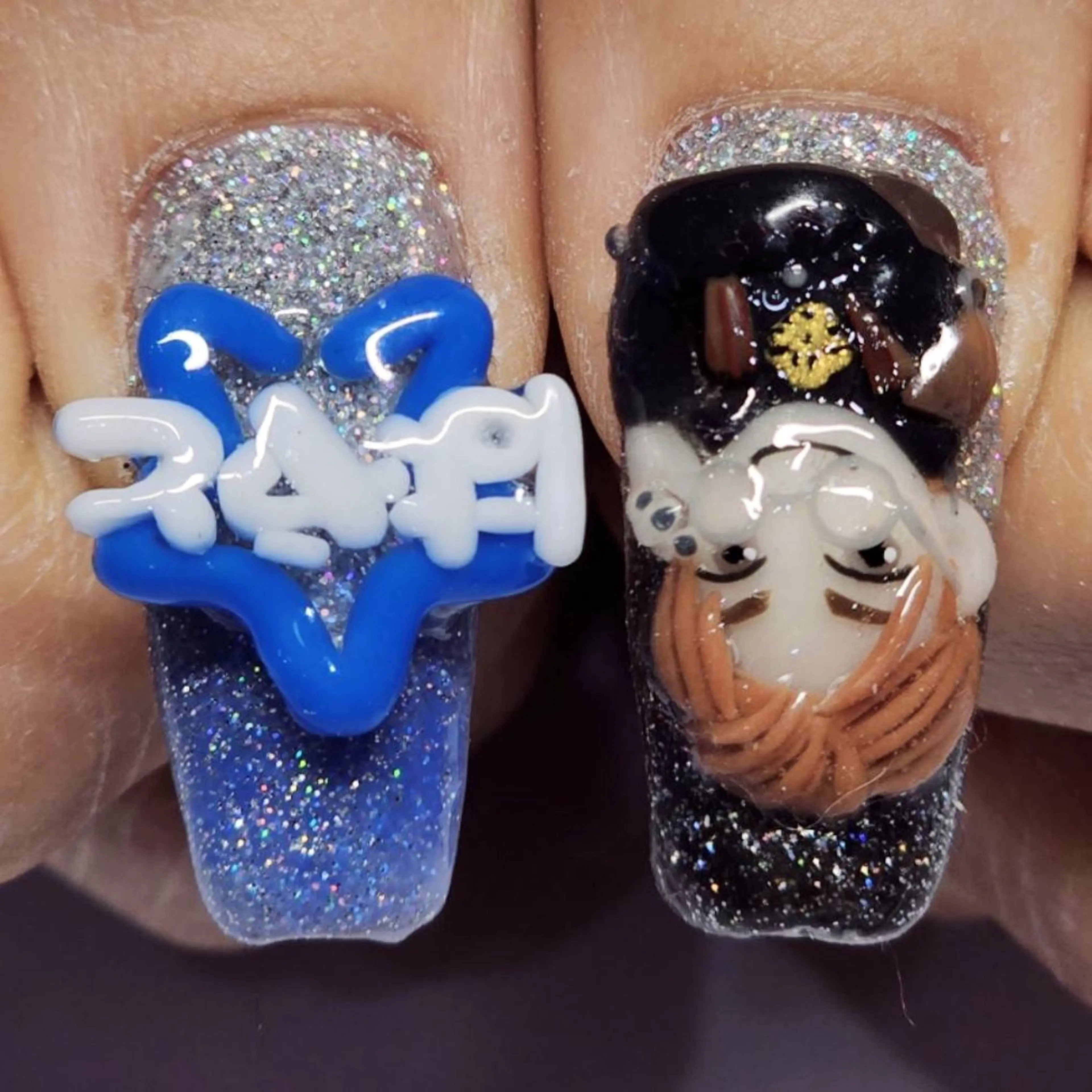 ネイル アートネイル オーロラネイル グラデーション ラメ(グリッター) シルバー ハンドネイル よしだ ひろきのネイルデザイン