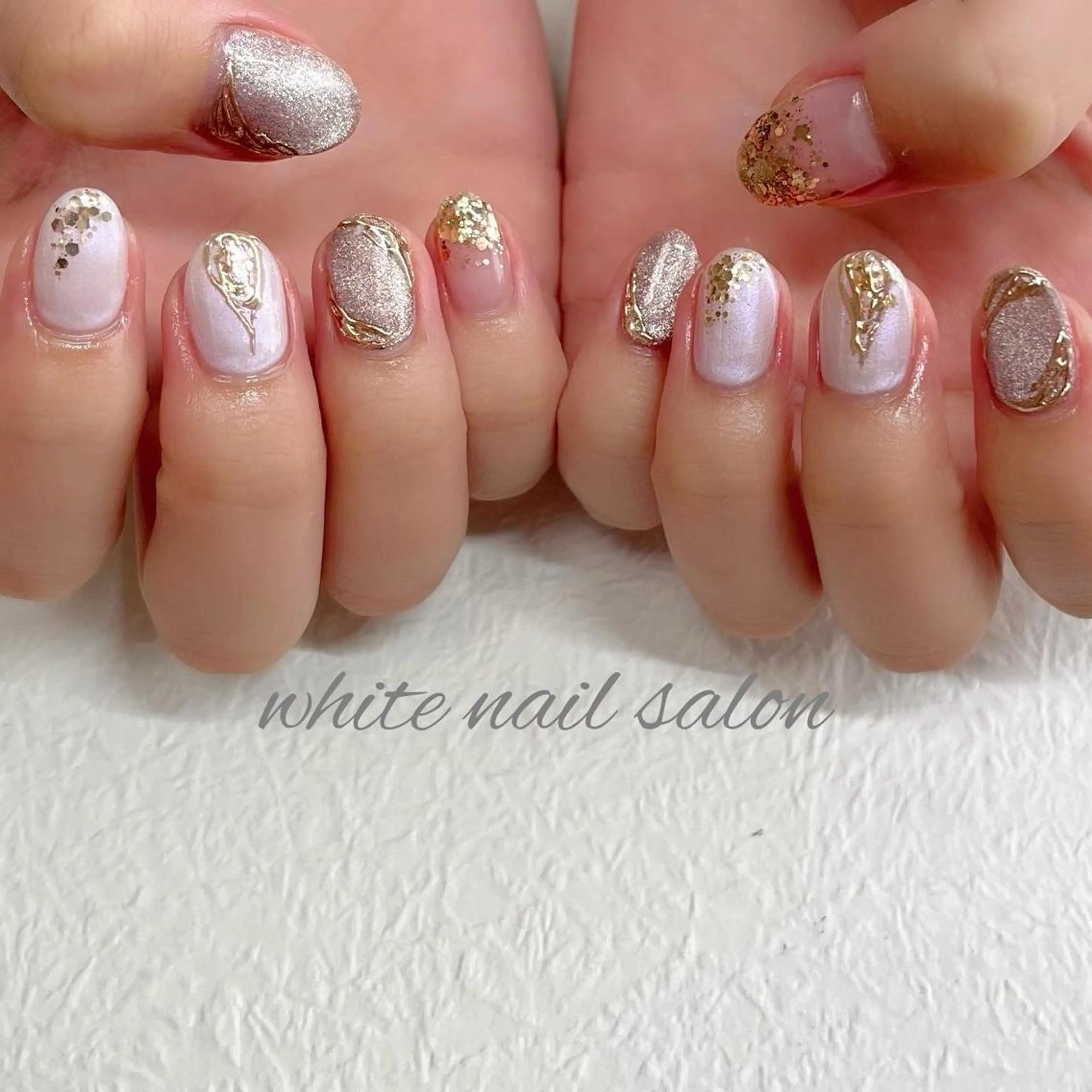 ネイル フットネイル ジェルネイル ハードジェル ラメ(グリッター) 持ち込み ハンドネイル white nail salonのネイルデザイン