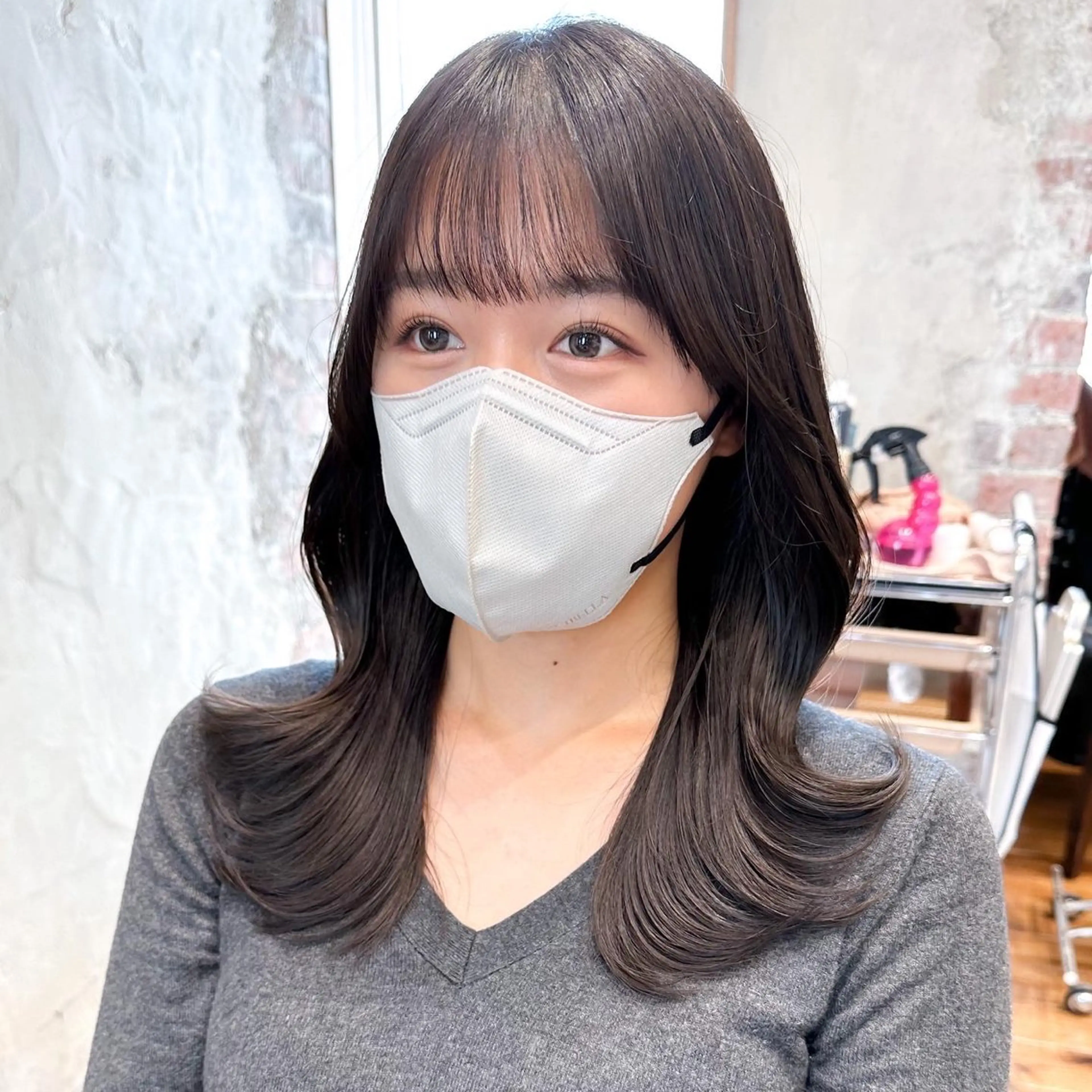 セミロング カラー ベージュカラー ブラウンカラー ブラウンベージュ くびれヘア 顔周りカット カット ヘアカラー トリートメント 顔周り/くびれヘア 韓国ヘア💕風間るなのヘアスタイル