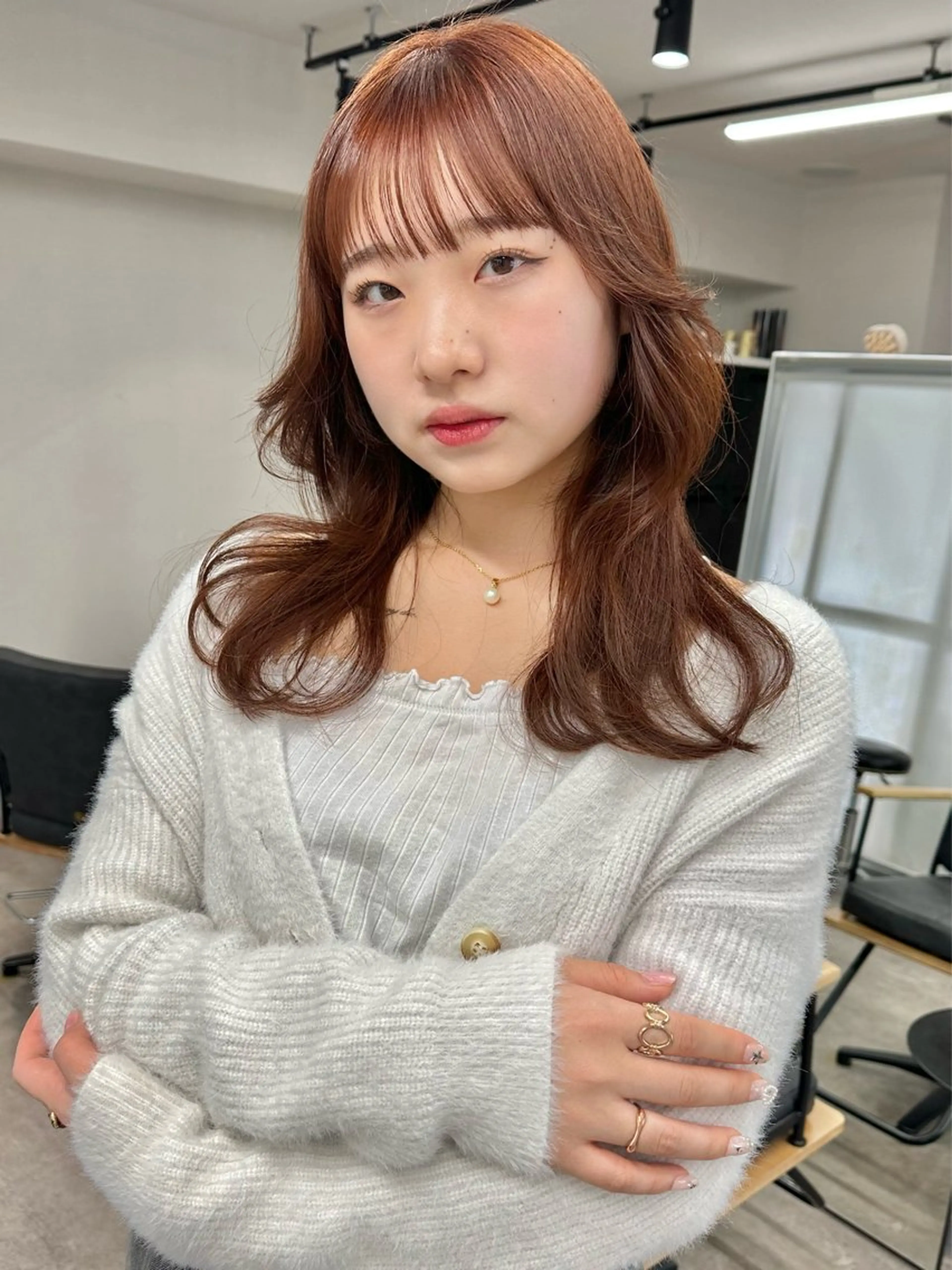 セミロング カラー ブラウンカラー オレンジ オレンジブラウン レイヤーカット レイヤーカット🪄 耳ツボ🎀Ayumiのヘアスタイル