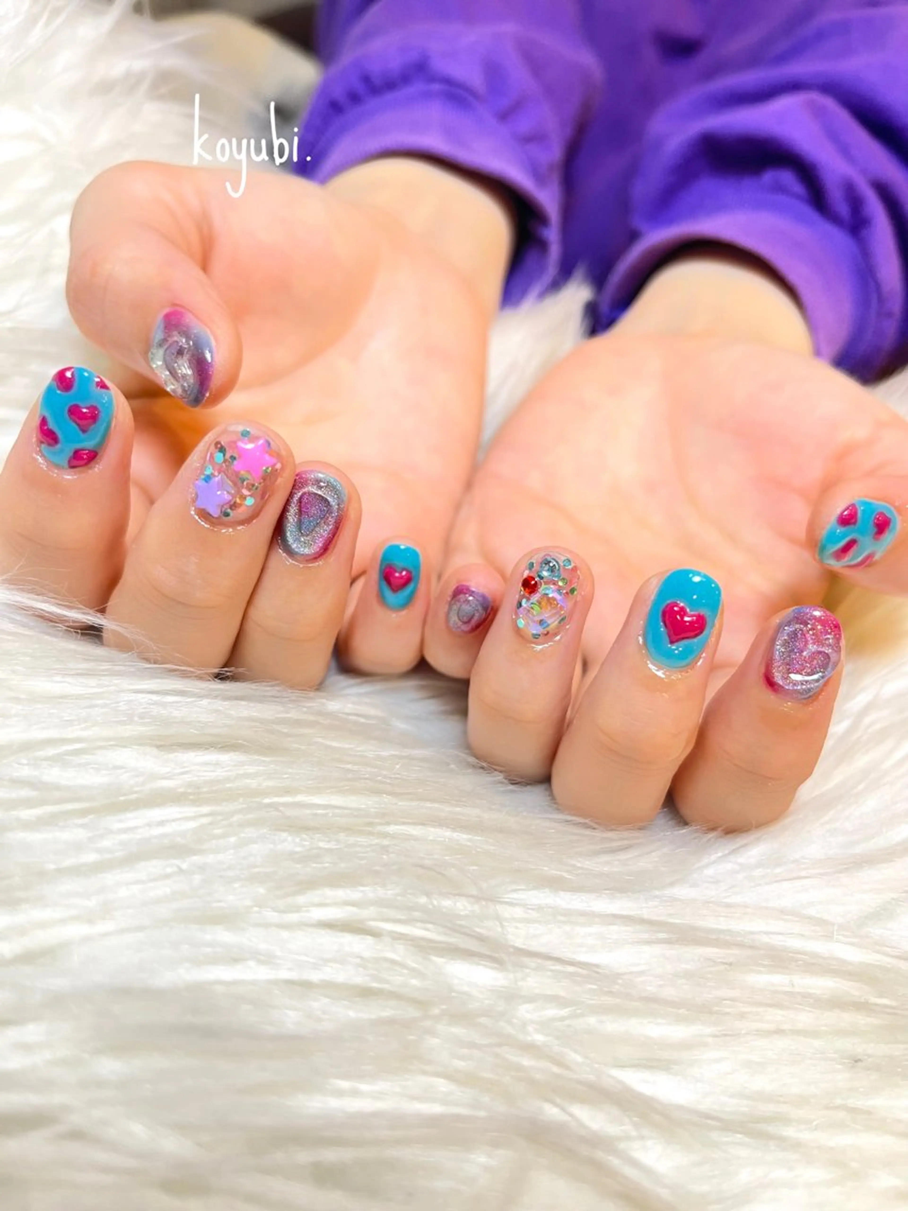 ネイル ハート 持ち込み ハンドネイル プライベートネイルサロン koyubi.所属・新宿御苑前店 島倉のネイルデザイン