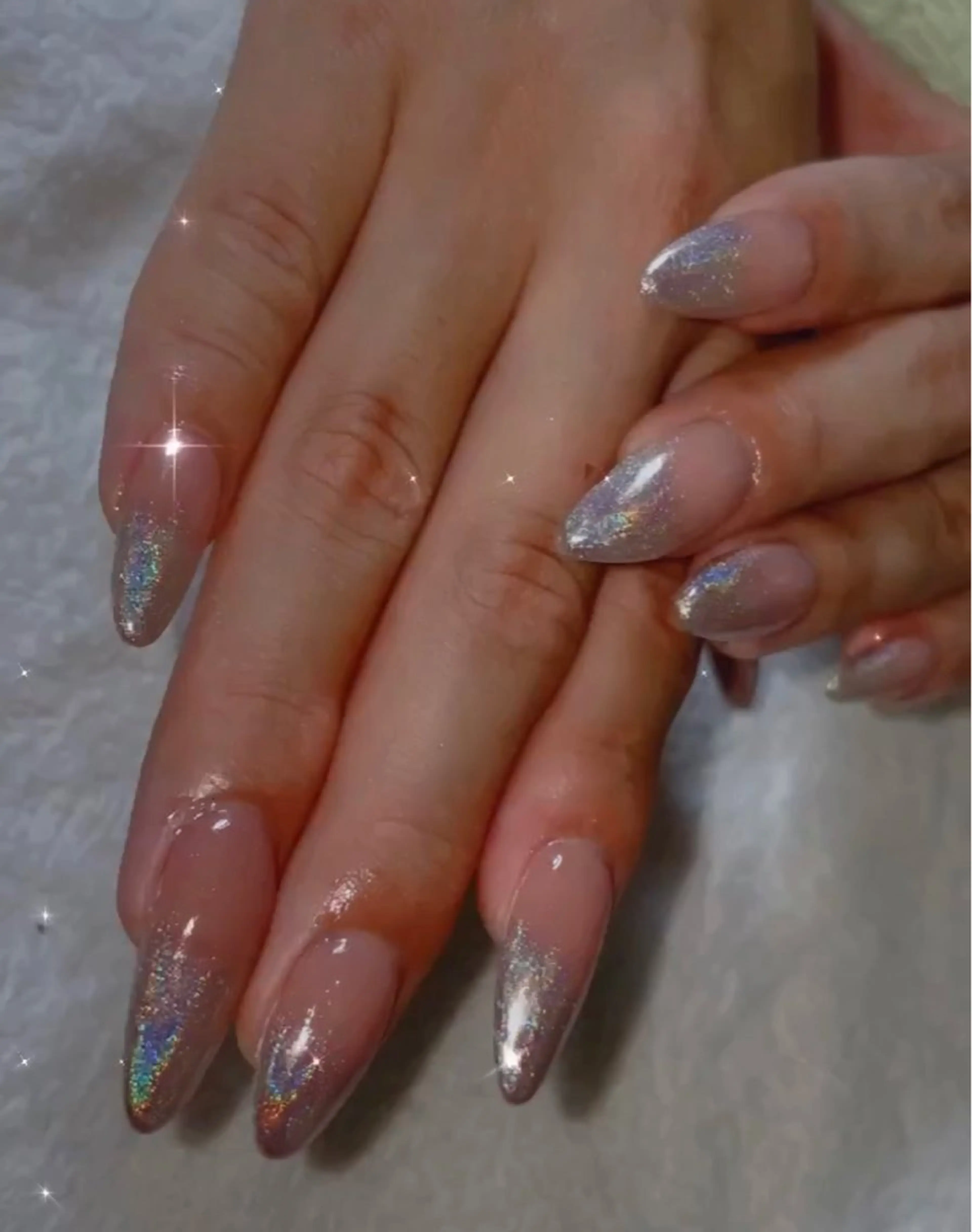 ネイル グラデーション ミラーネイル ニュアンスネイル シンプルネイル 夏ネイル Ri-e's nailのネイルデザイン