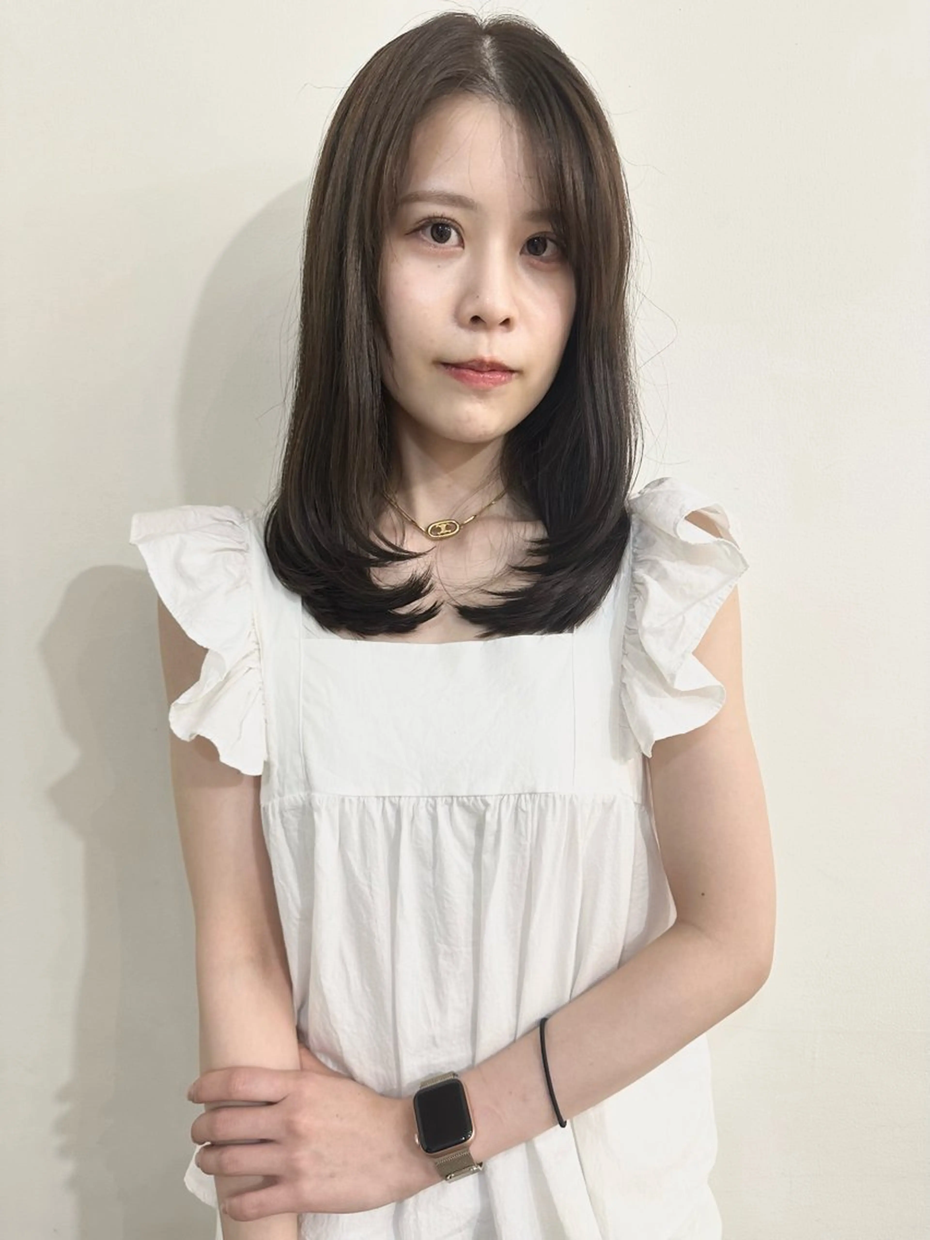 ミディアム 韓国風ヘア レイヤーカット Rinka/レイヤー /透明感カラーのヘアスタイル