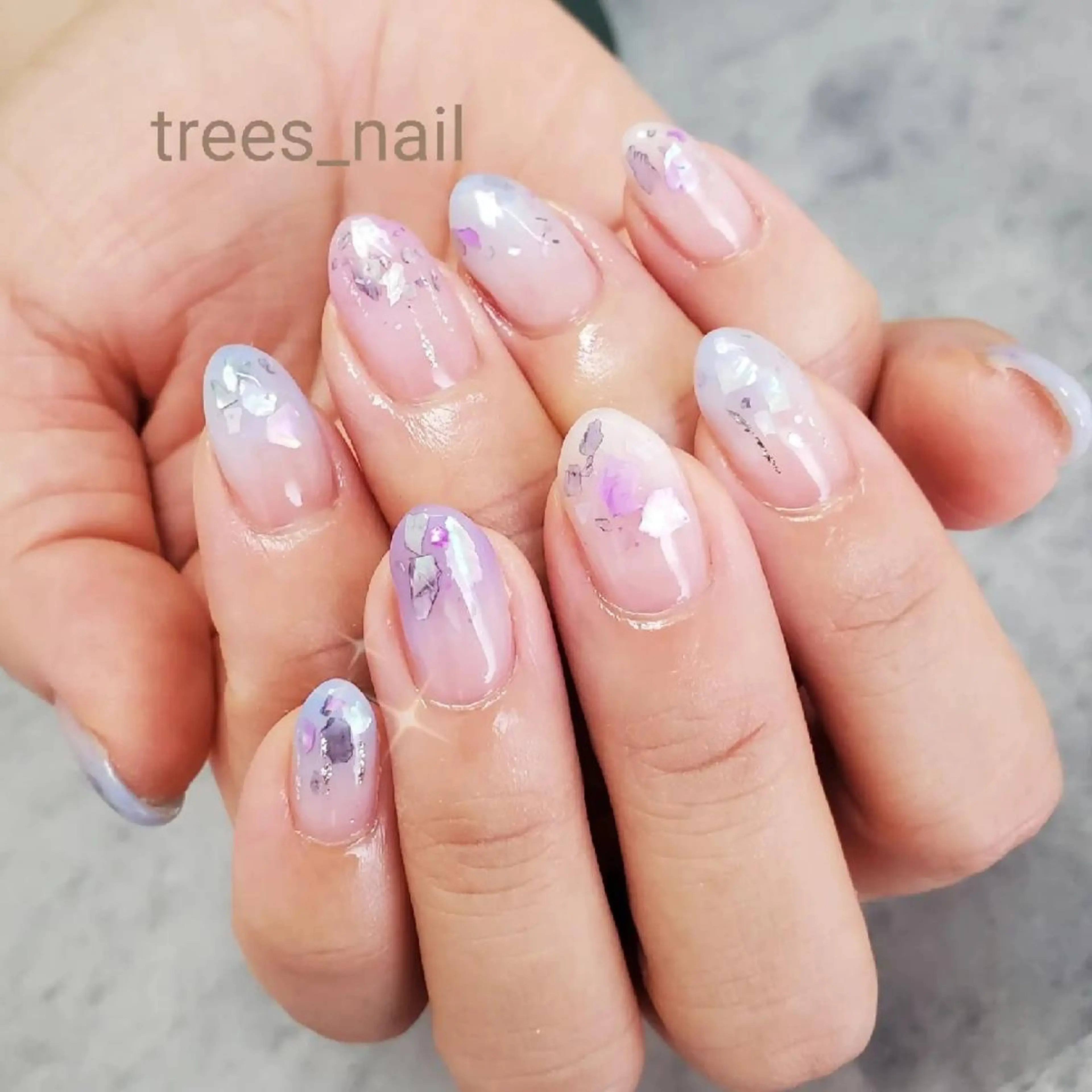 ネイル 水色 ハンドネイル フットネイル trees_ nailのネイルデザイン