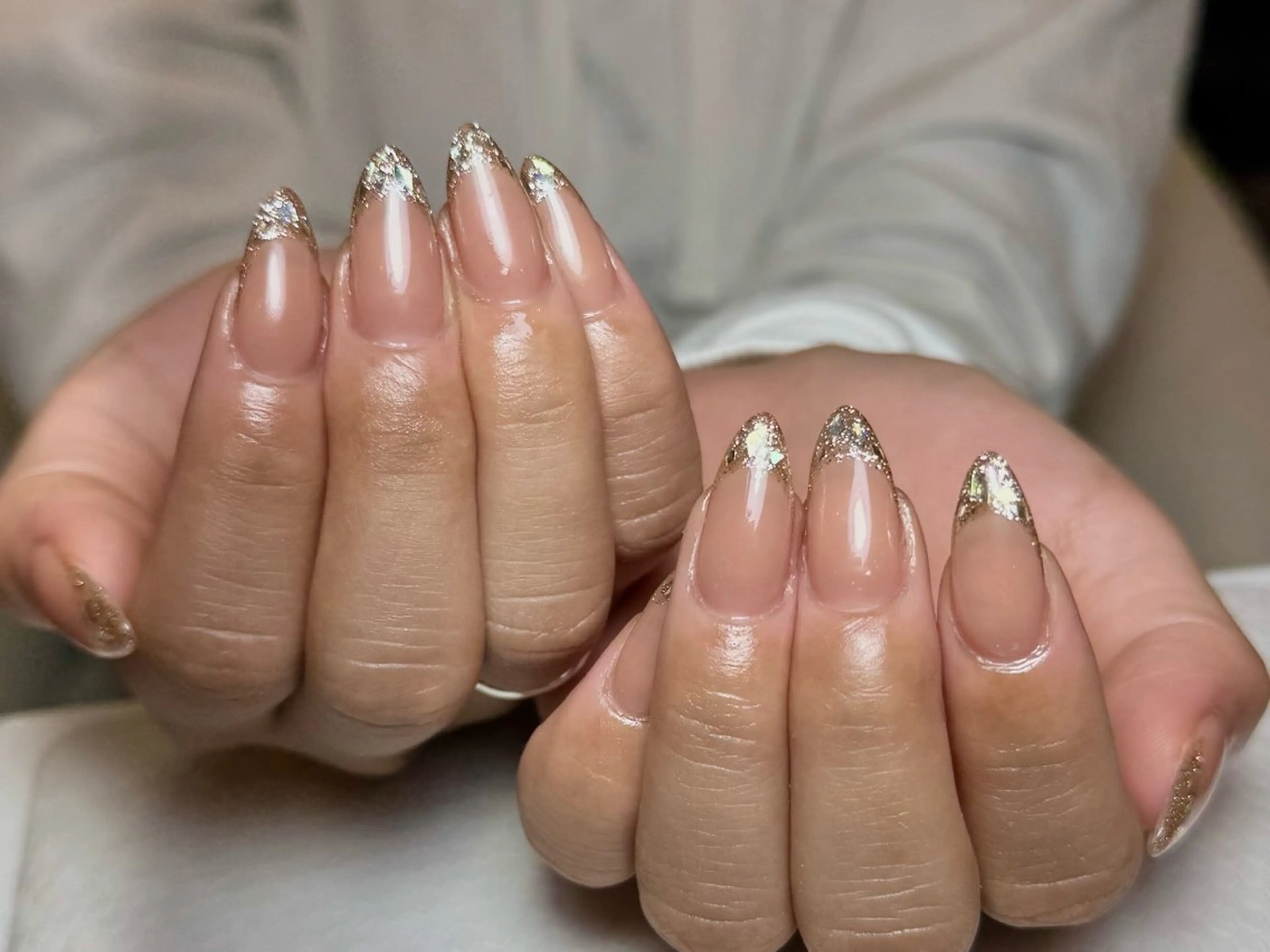 2級持ち研修ネイリスト　ガラスフレンチ¥4990の写真