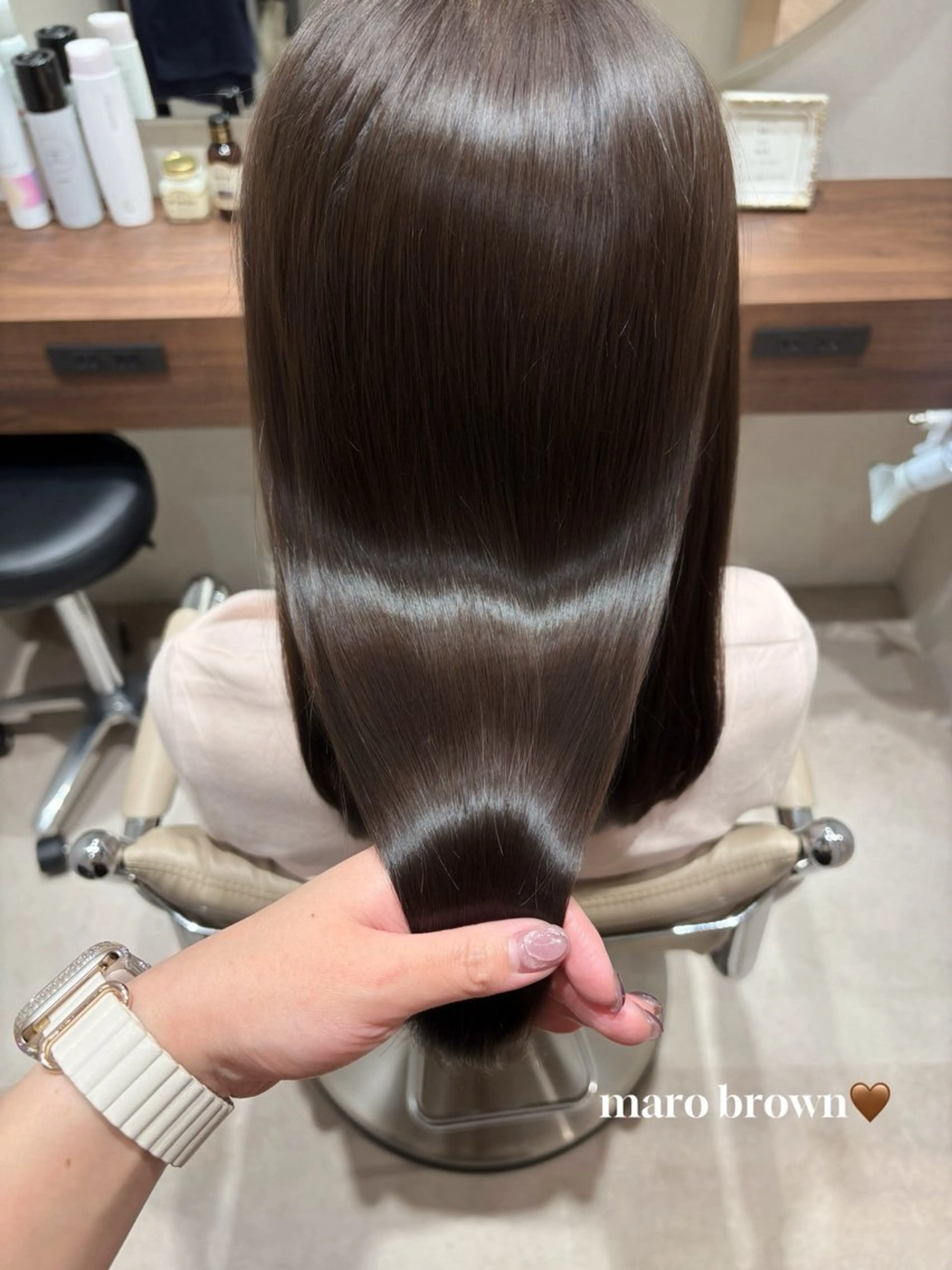 ミディアム カラー ブラウンカラー ヘアカラー トリートメント SALOWIN京都河原町suite店所属・うる艶カラー／ 髪質改善／arisaのヘアスタイル