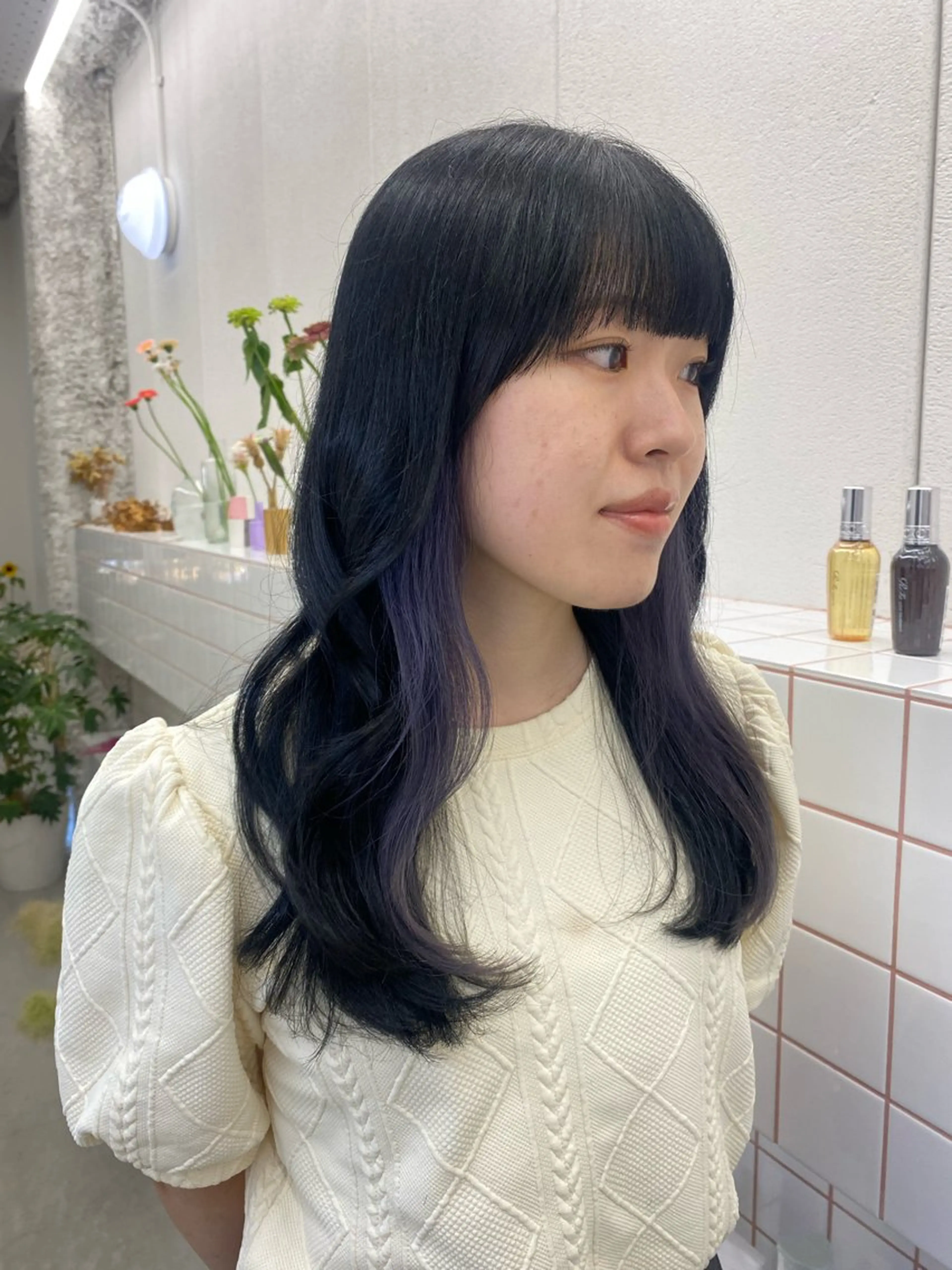 ロング カラー ラベンダーカラー ラベンダーグレー ヘアカラー トリートメント NIKO/名古屋/ 伏見/花屋併設のヘアスタイル