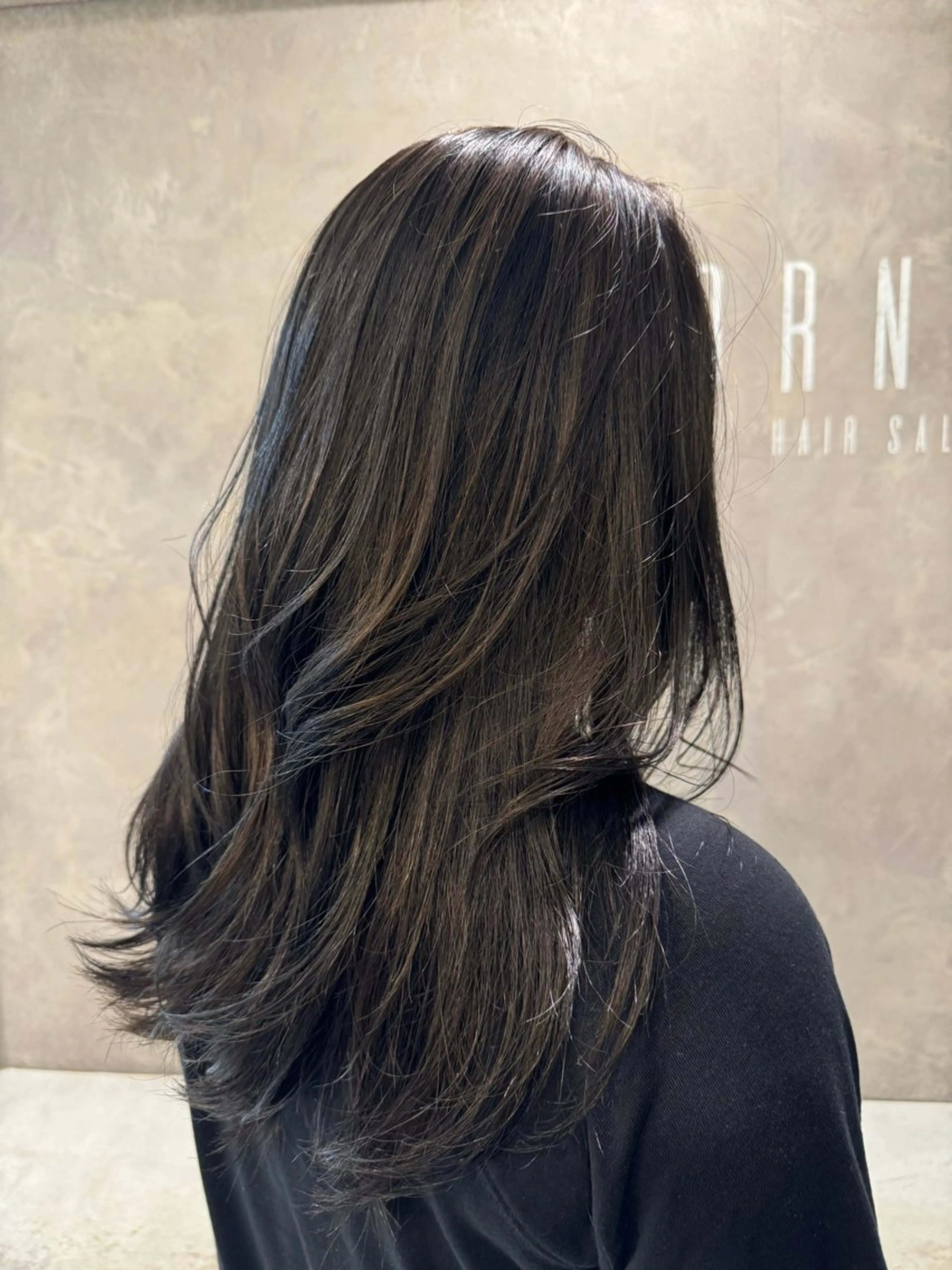 セミロング ヘアカラー rioカット縮毛 矯正♡韓国レイヤーのヘアスタイル