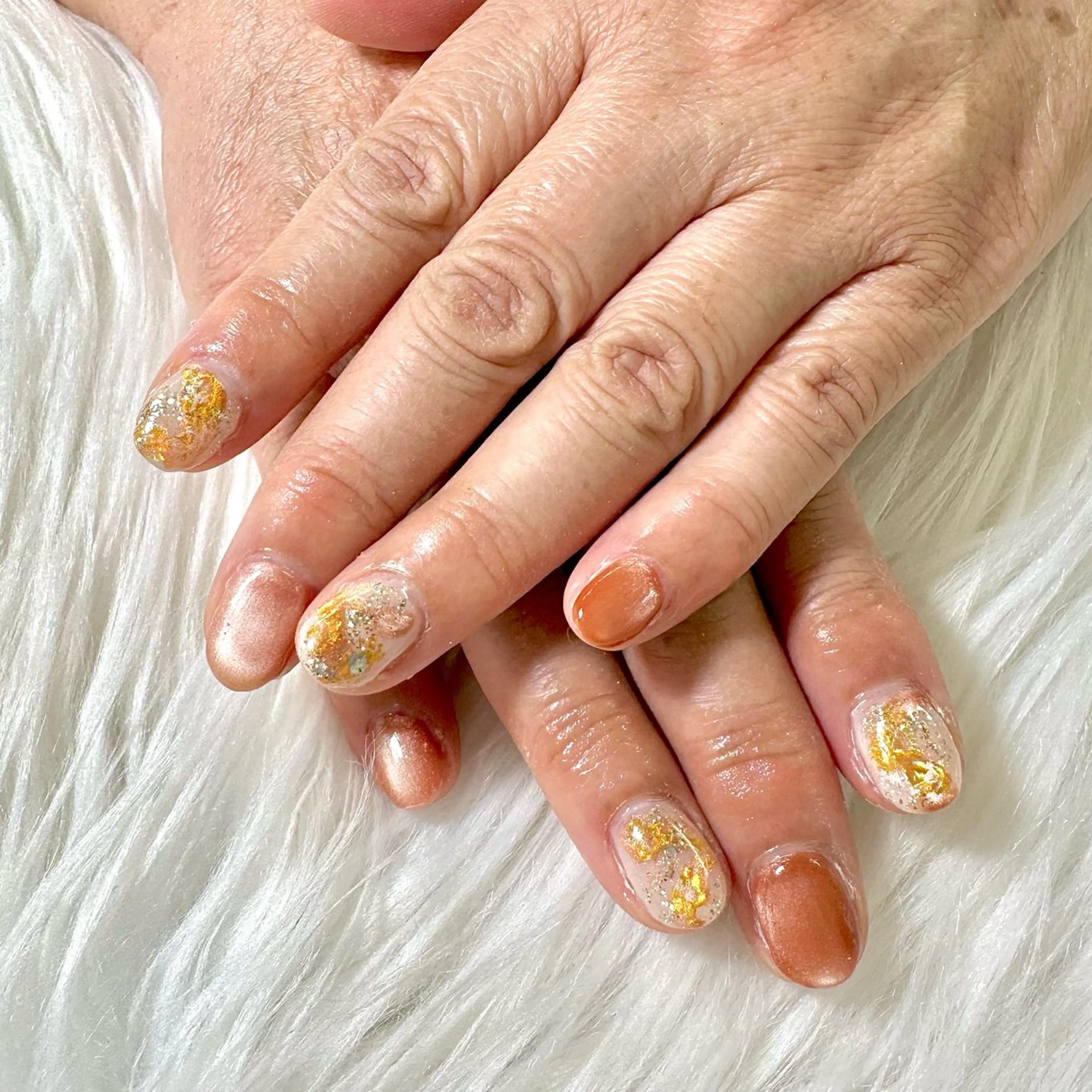 ネイル ブラウン マグネットネイル ハンドネイル はあとねいる Reinaのネイルデザイン