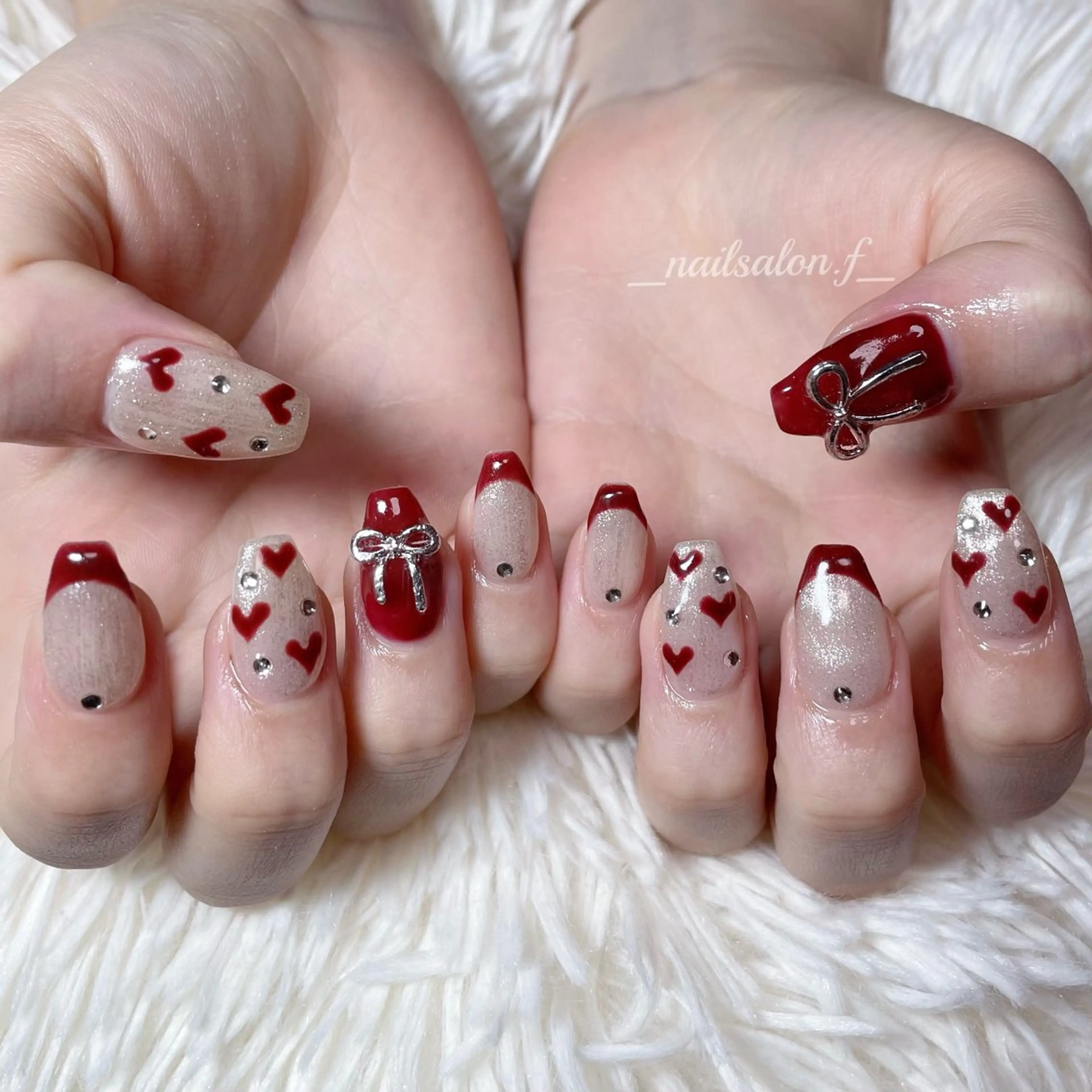 ネイル バレンタイン ハンドネイル Nailsalon Fのネイルデザイン