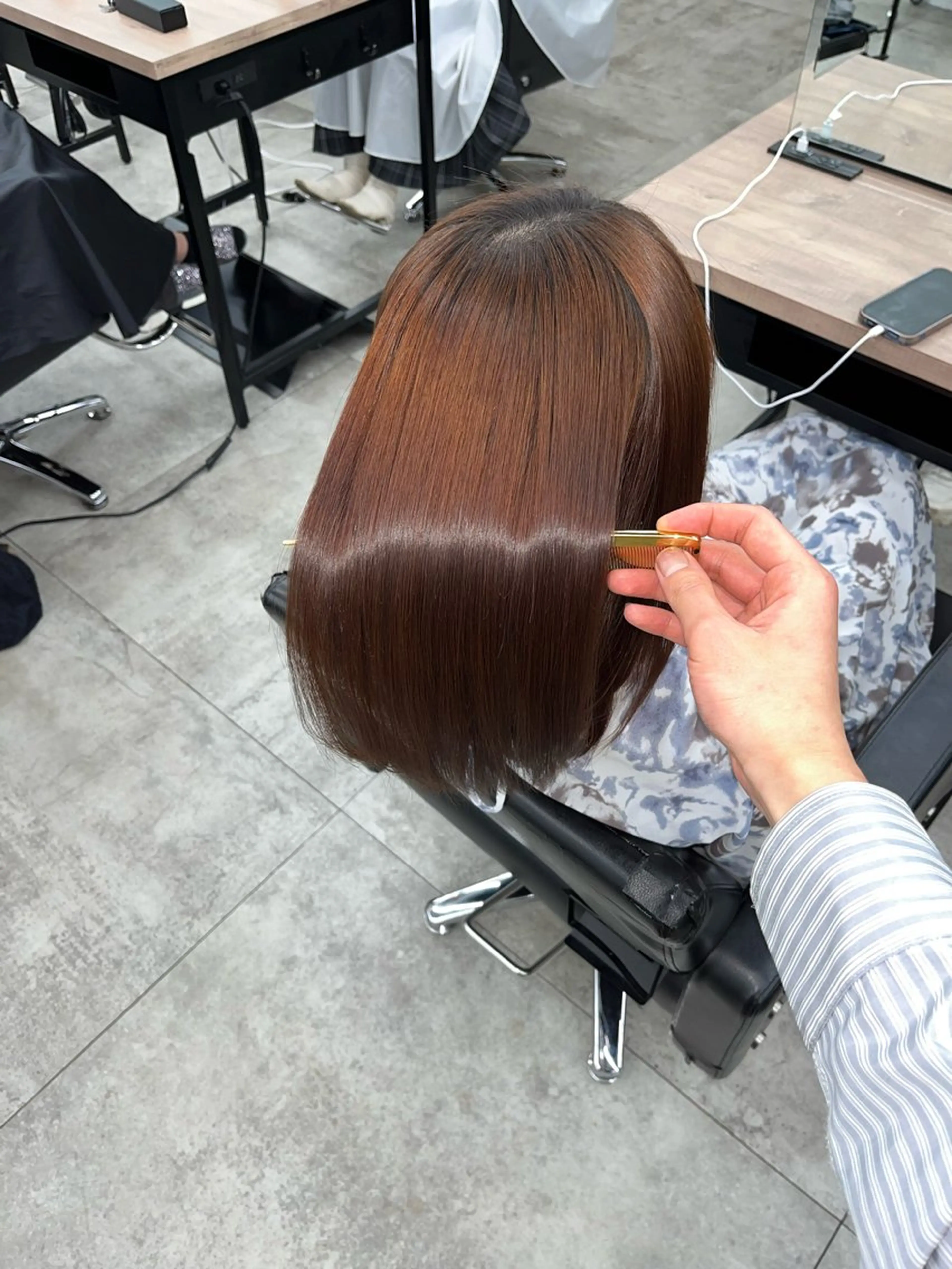 ミディアム ヘアカラー 縮毛矯正 髪質改善/艶髪特化 /透明感✨️こうめいのヘアスタイル