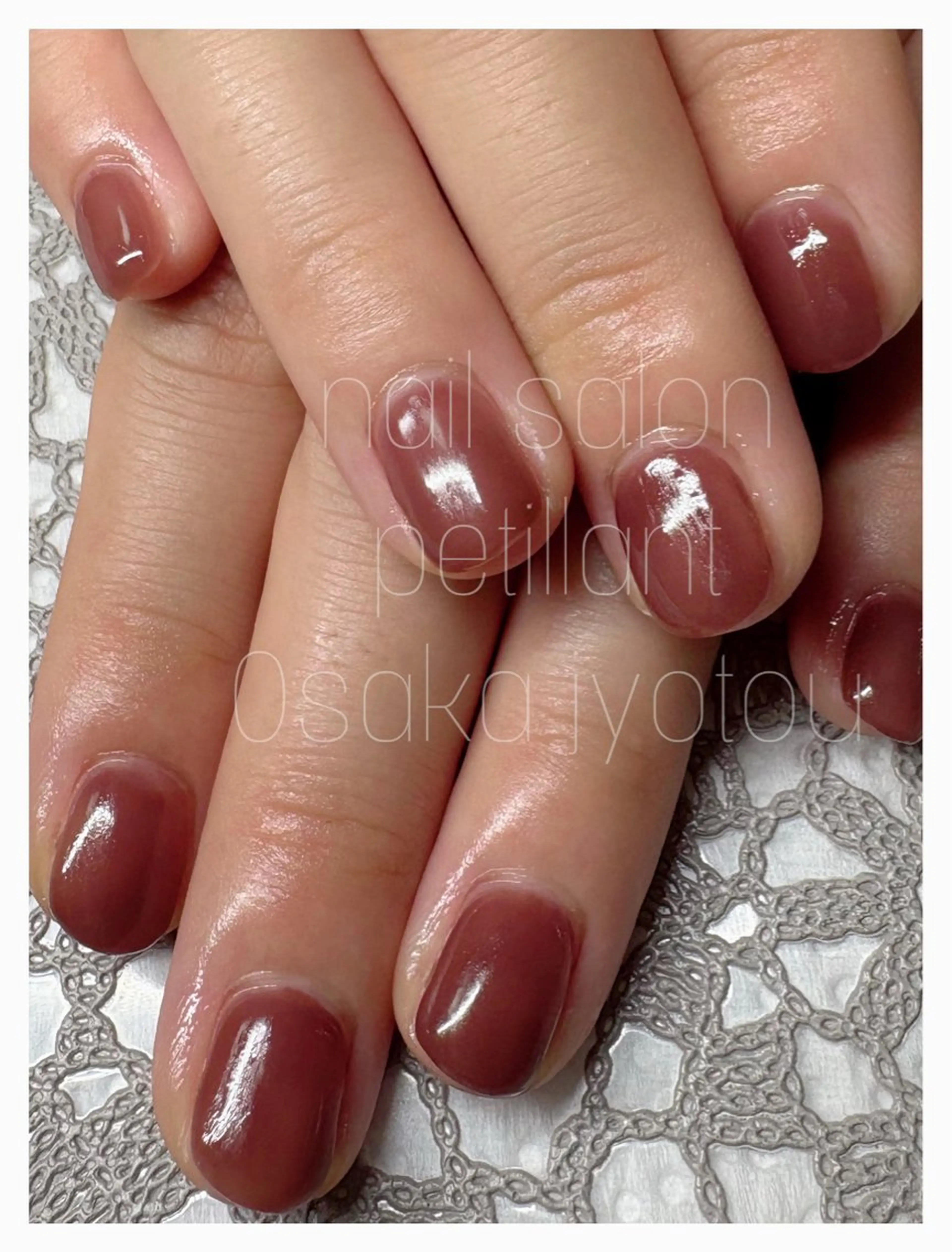 ネイル ブラウン ピンク ハンドネイル ハンドケア petillant所属・nail salon petillantのネイルデザイン