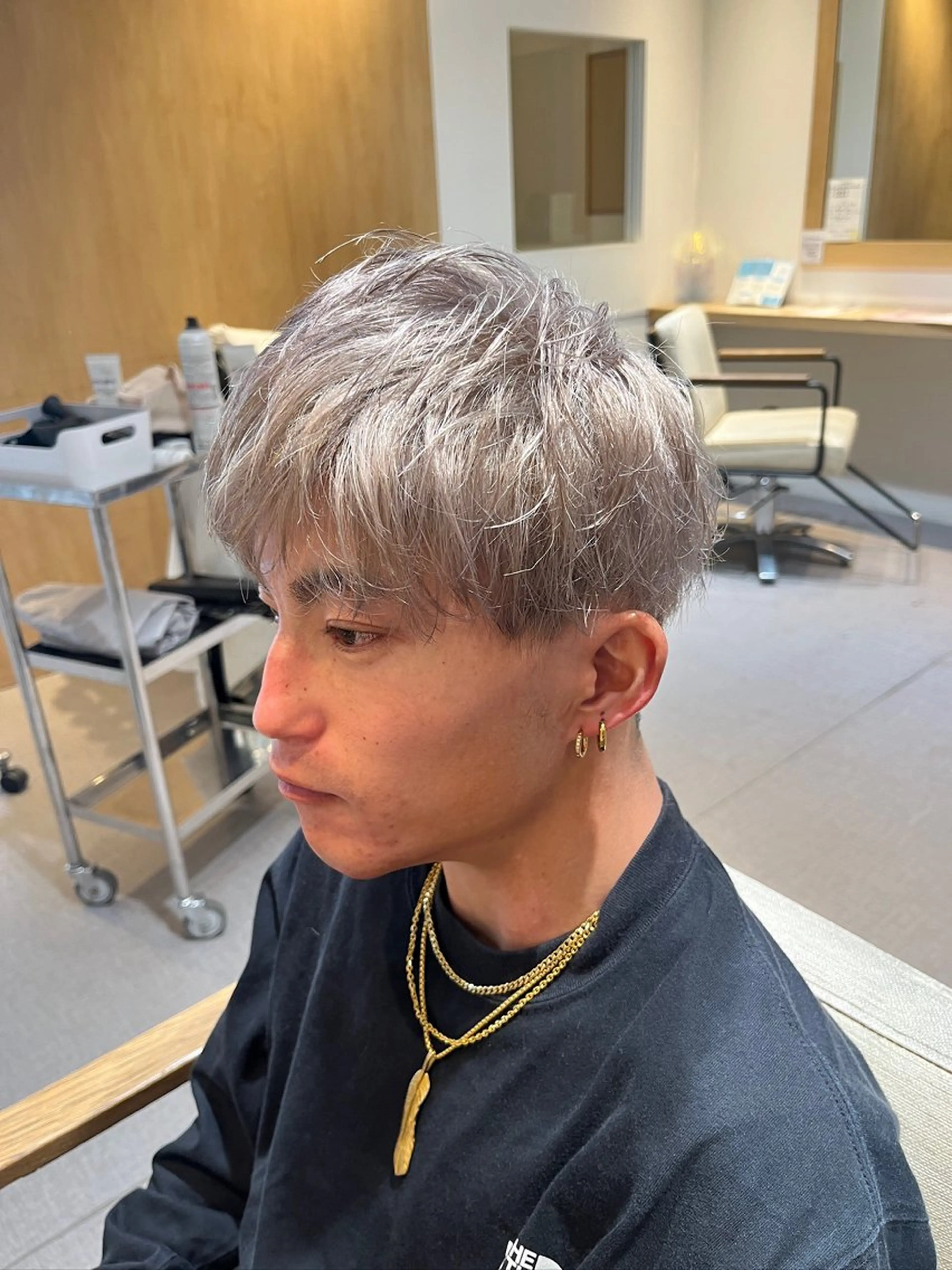 ショート カラー メンズ ベージュカラー シルバー レディースカット モデル募集中/田中楓のヘアスタイル