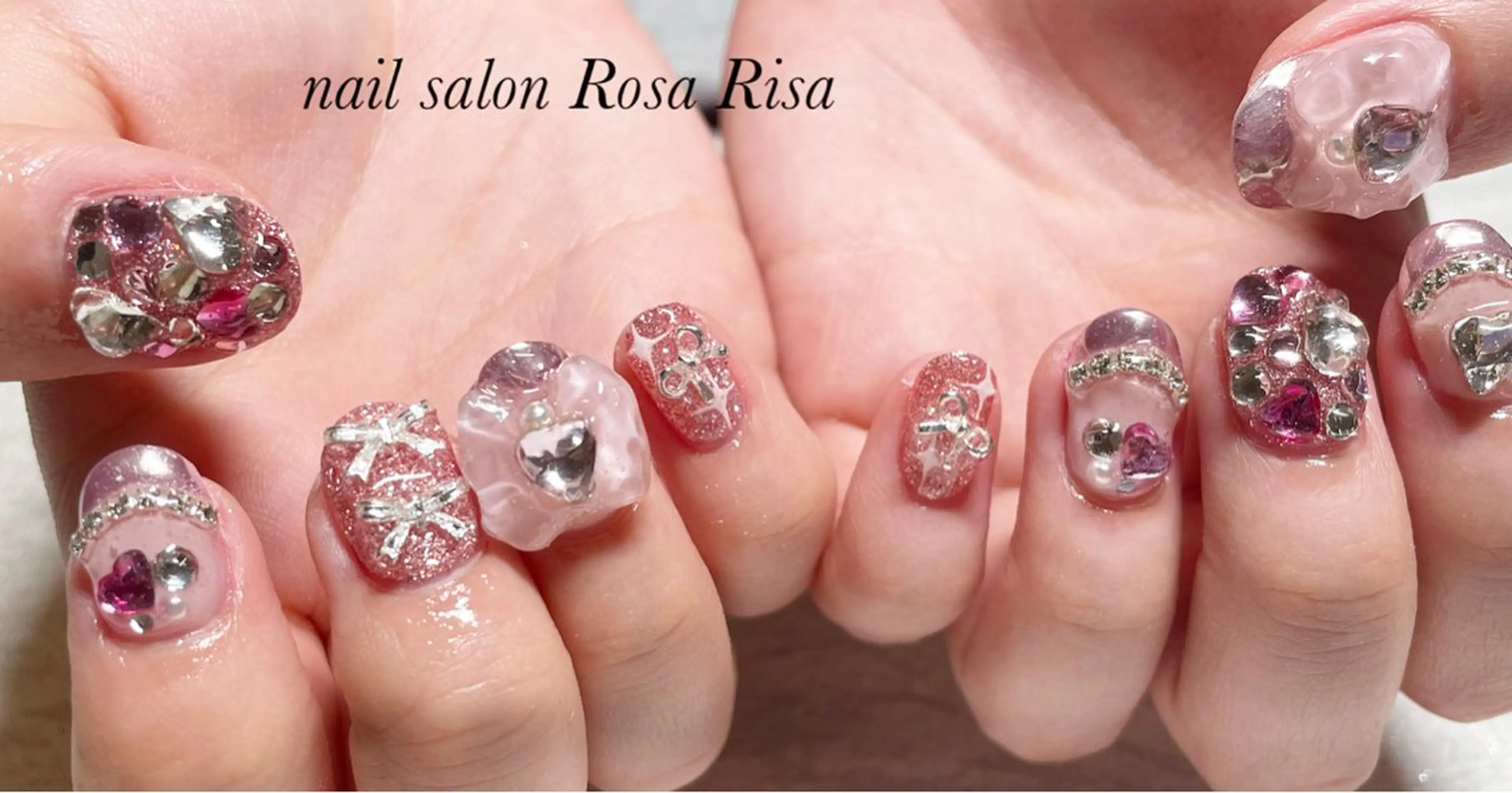 ネイル 持ち込み リボン ハンドネイル ネイルスタジオ シェイクユアハンズのネイルデザイン