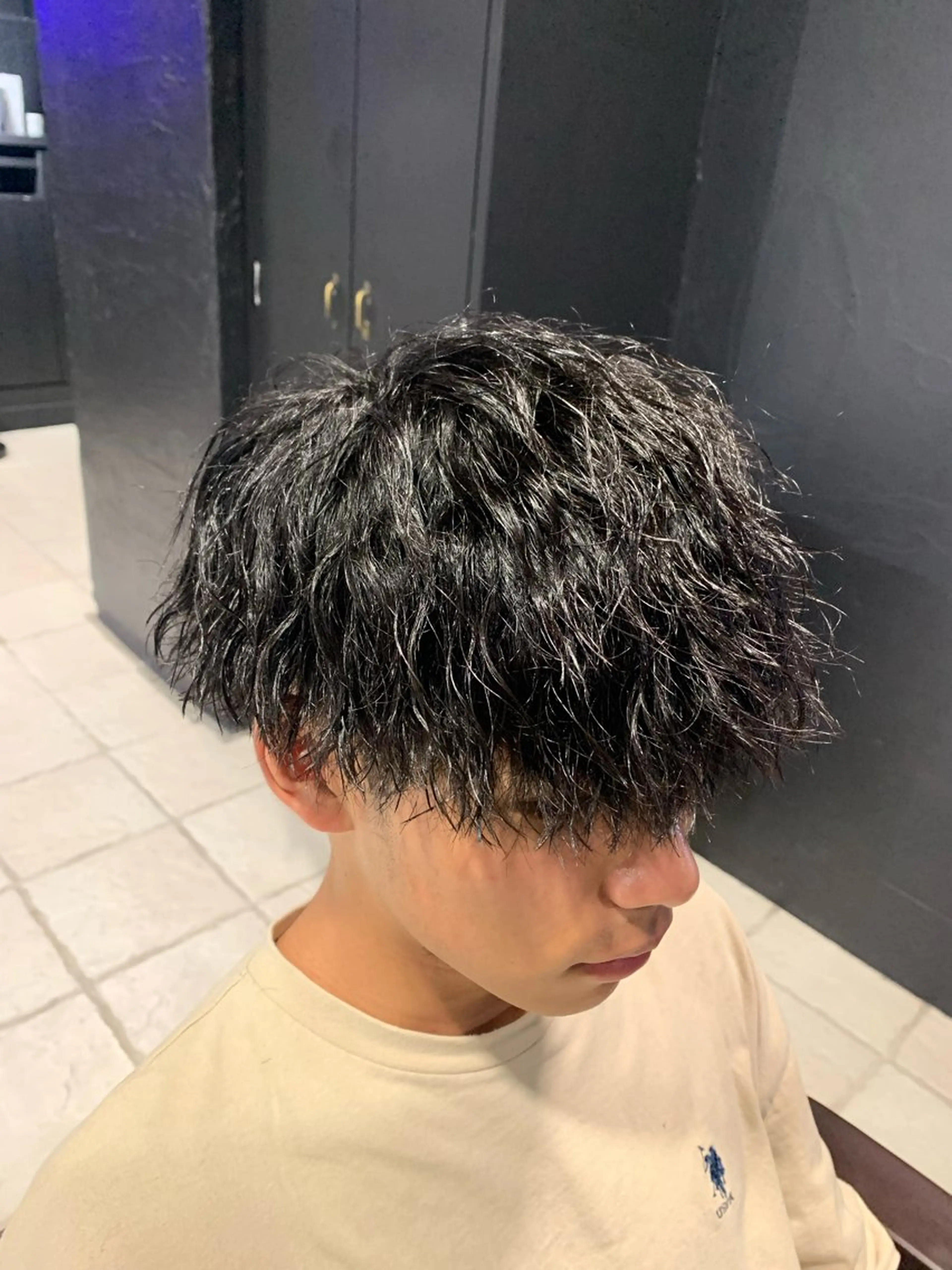 ショート メンズ マッシュ メンズパーマ/難波/ 心斎橋　室園亮佑のヘアスタイル