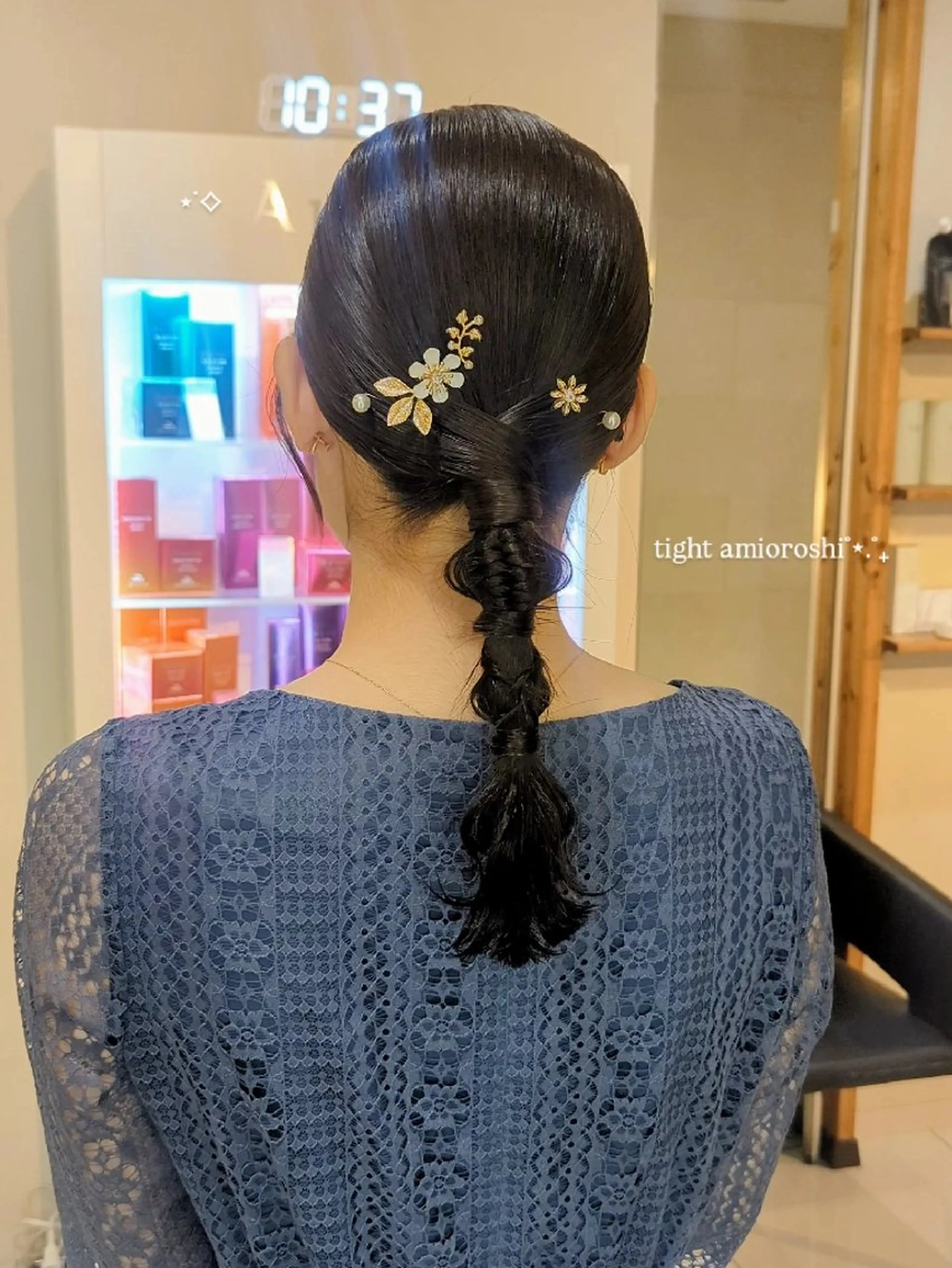 ミディアム ヘアアレンジ ヘアセット 髪質改善/お呼ば れヘア/透明感カラーのヘアスタイル