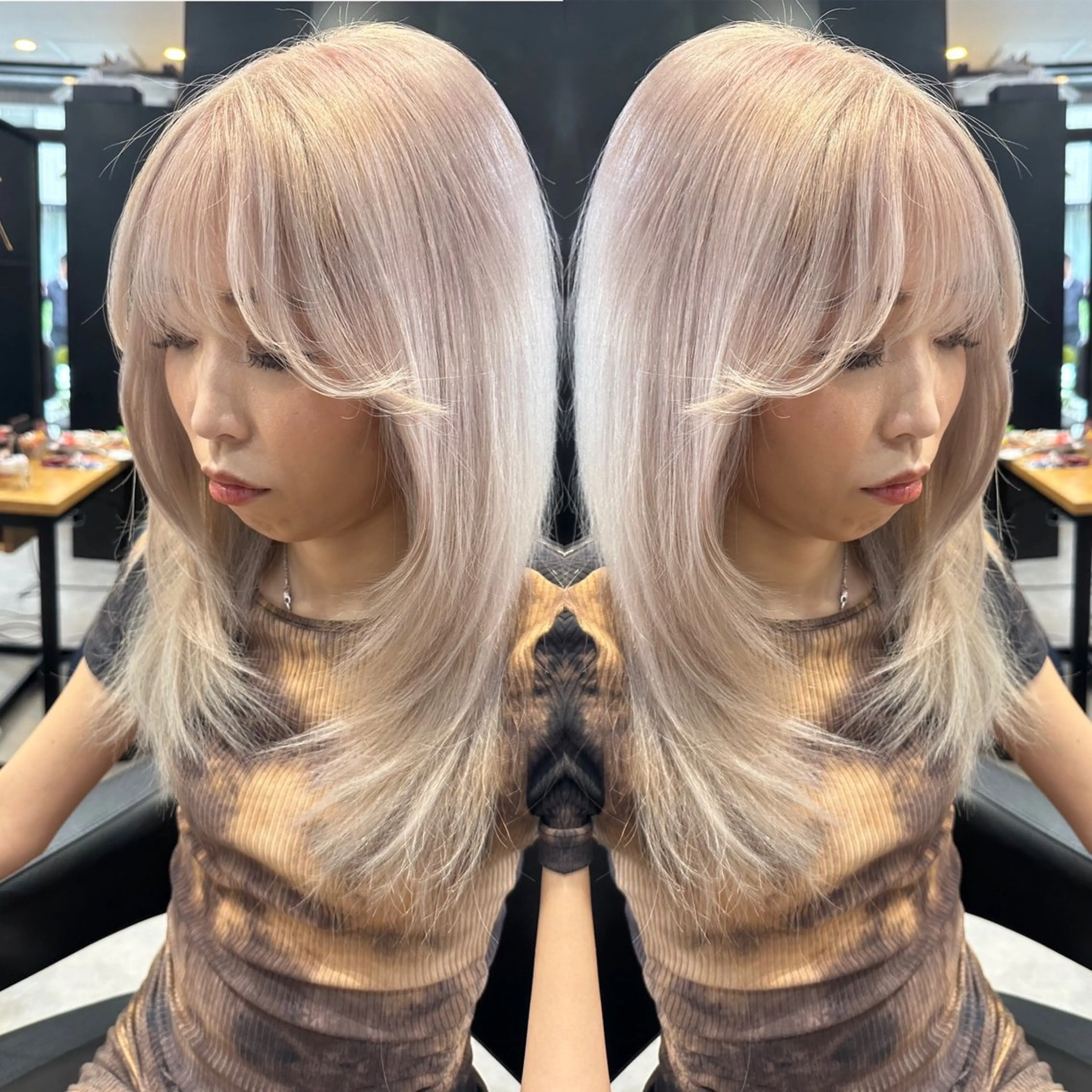 ロング カラー ベージュカラー ブリーチ ケアブリーチ 透明感カラー ホワイトベージュ ヘアカラー トリートメント 韓国カラー/エクステ carryのヘアスタイル