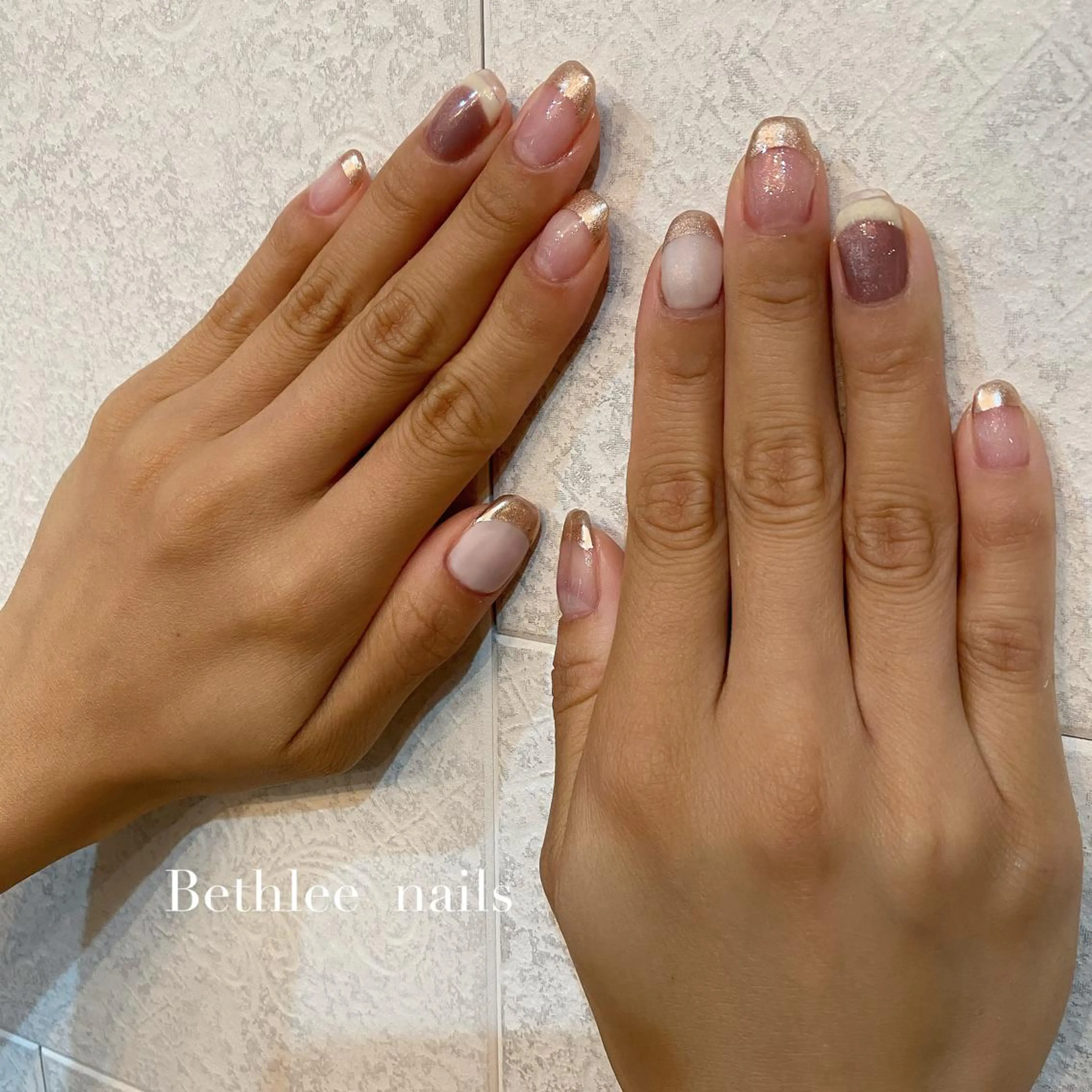 ネイル クリアネイル フレンチネイル ゴールド ミラーネイル ハンドネイル Bethlee nailsのネイルデザイン