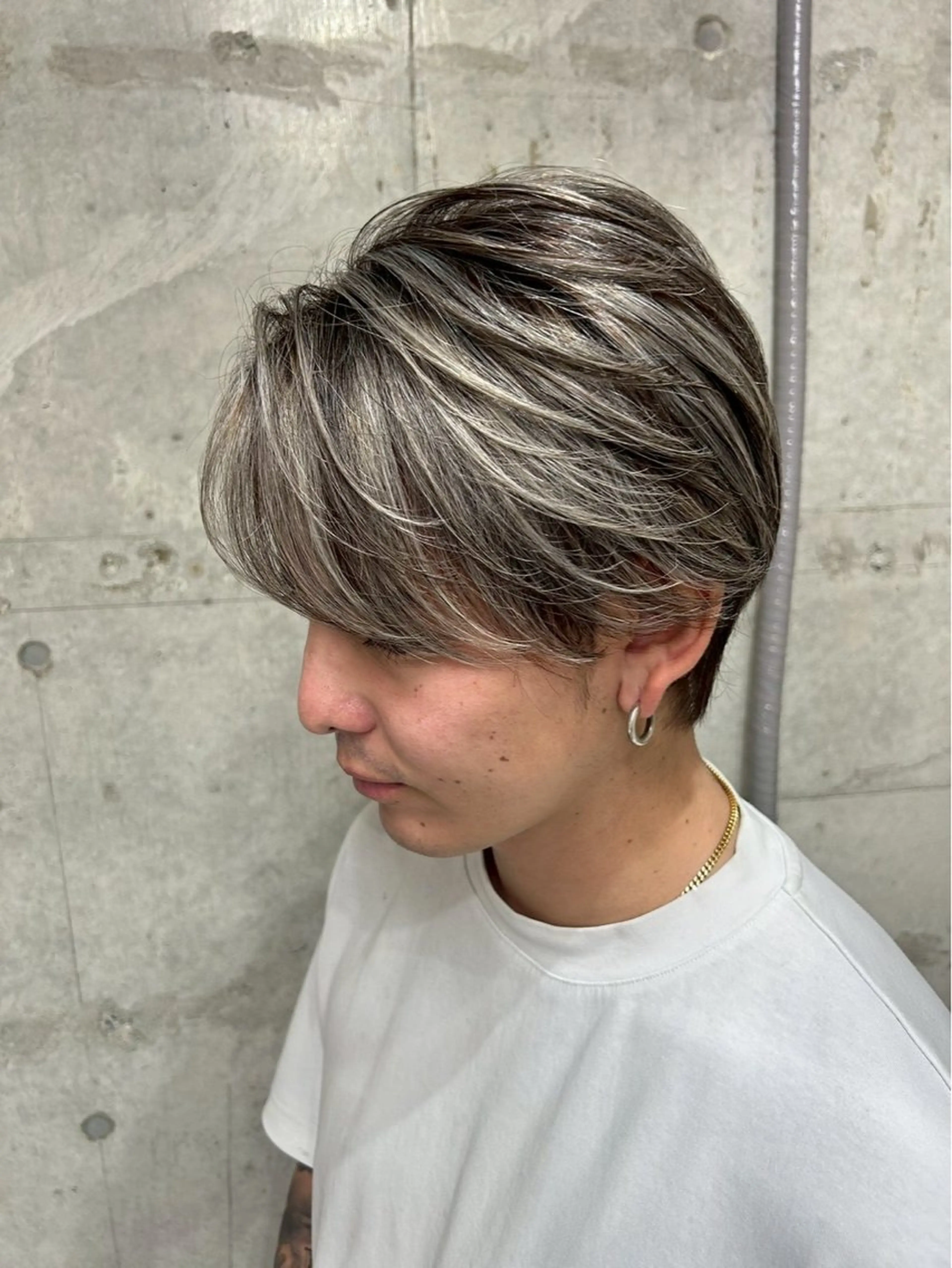 カラー パーマ メンズ センターパート カット 梅田美容師/カラー/ レイヤー/ハイライトのヘアスタイル