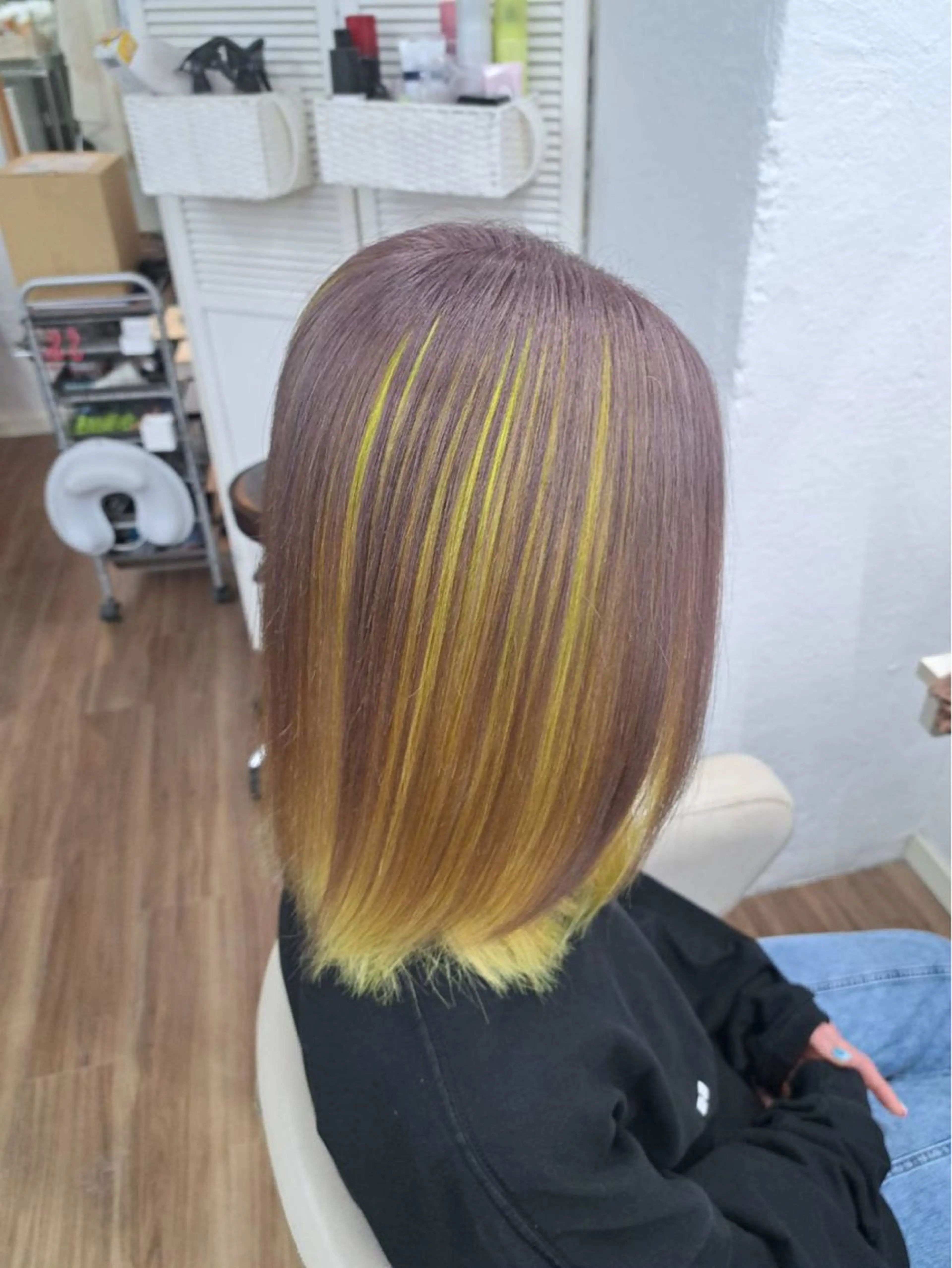 ショート カラー パープルカラー イエローカラー ヘアカラー トリートメント GLOSS 心斎橋 山上のヘアスタイル