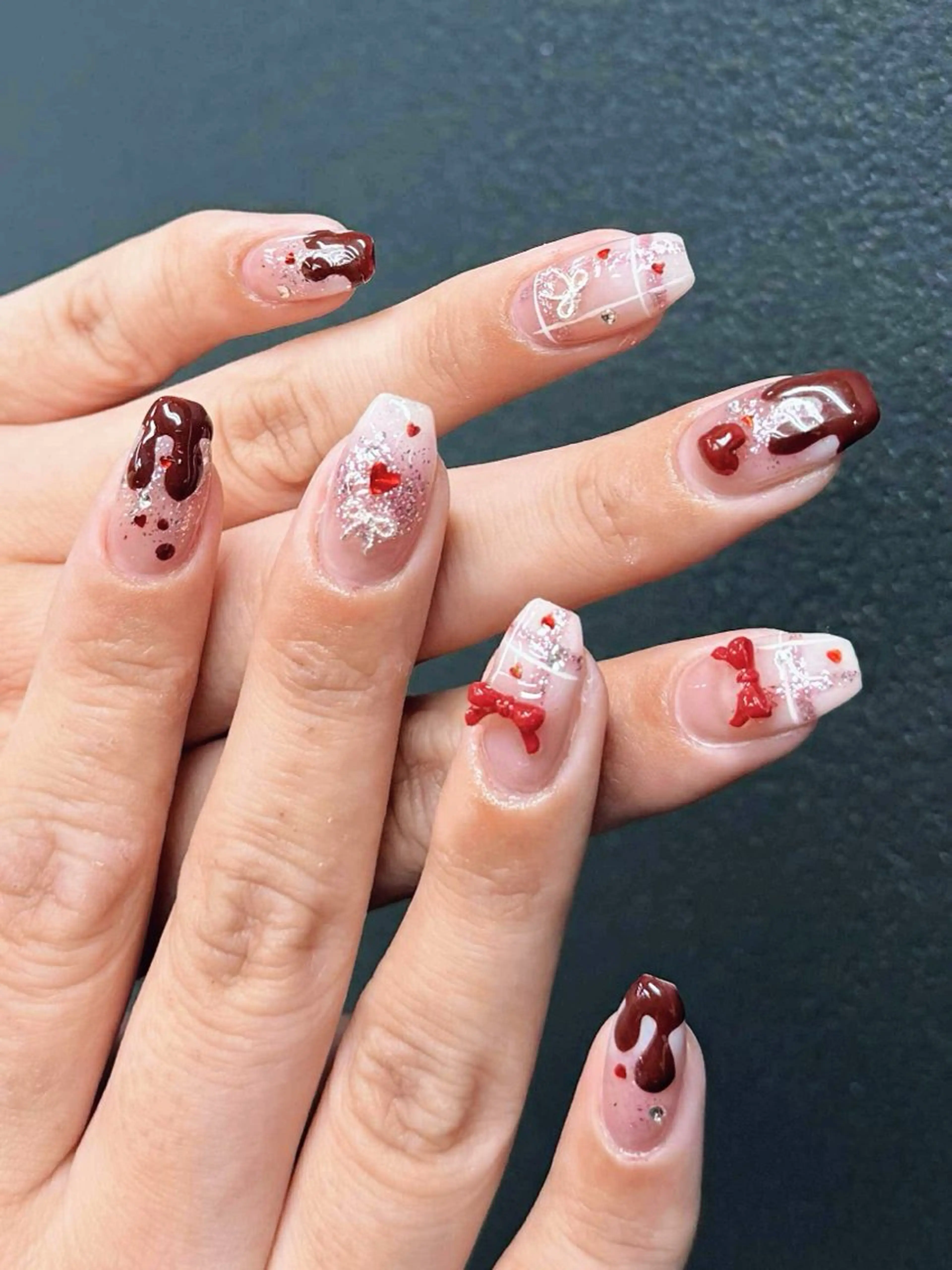 ネイル 韓国ネイル 持ち込み ニュアンスネイル ネイルチップ 冬ネイル RINN ANA.CHUOのネイルデザイン