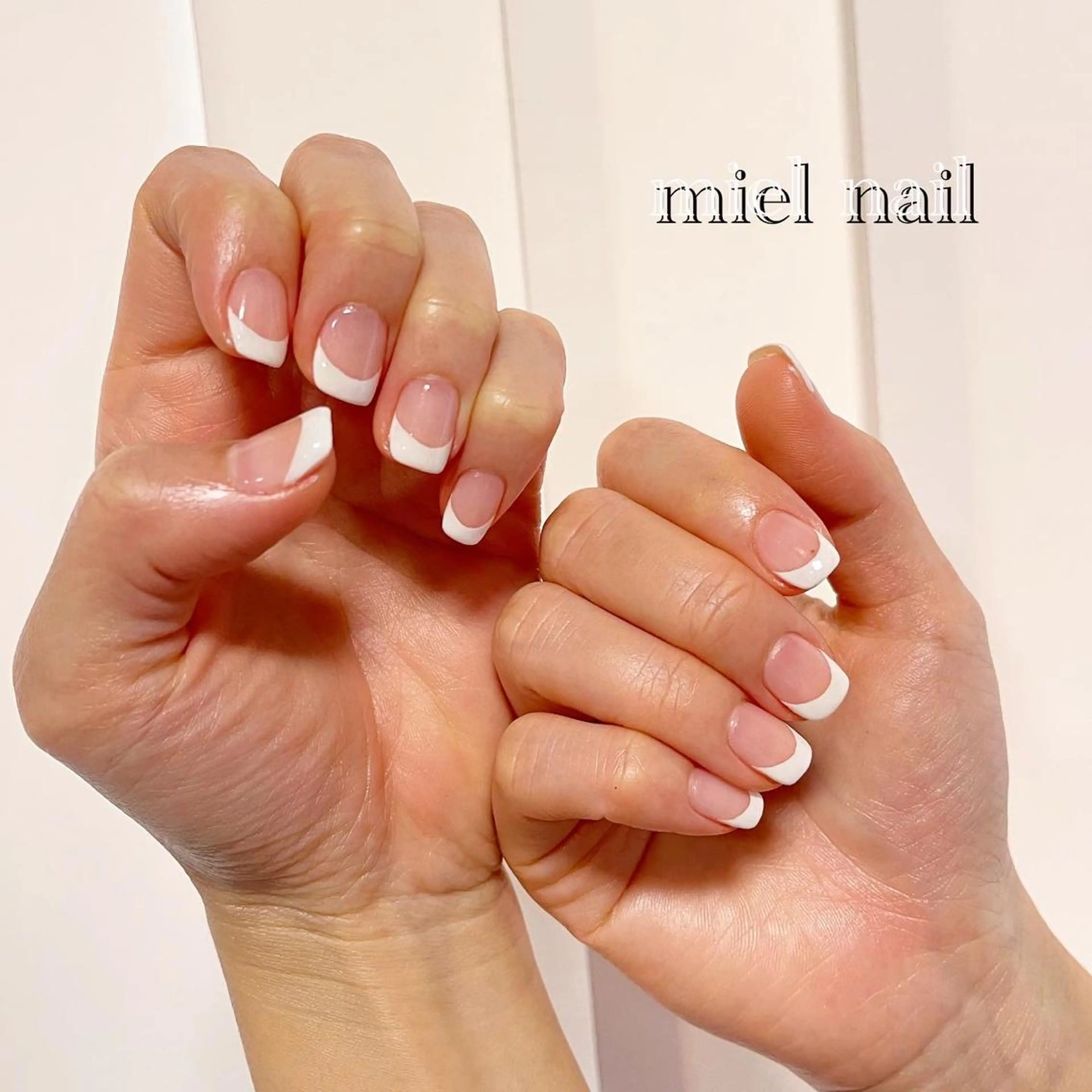 ネイル フレンチネイル シンプルネイル スクエアネイル ハンドネイル miel nailのネイルデザイン