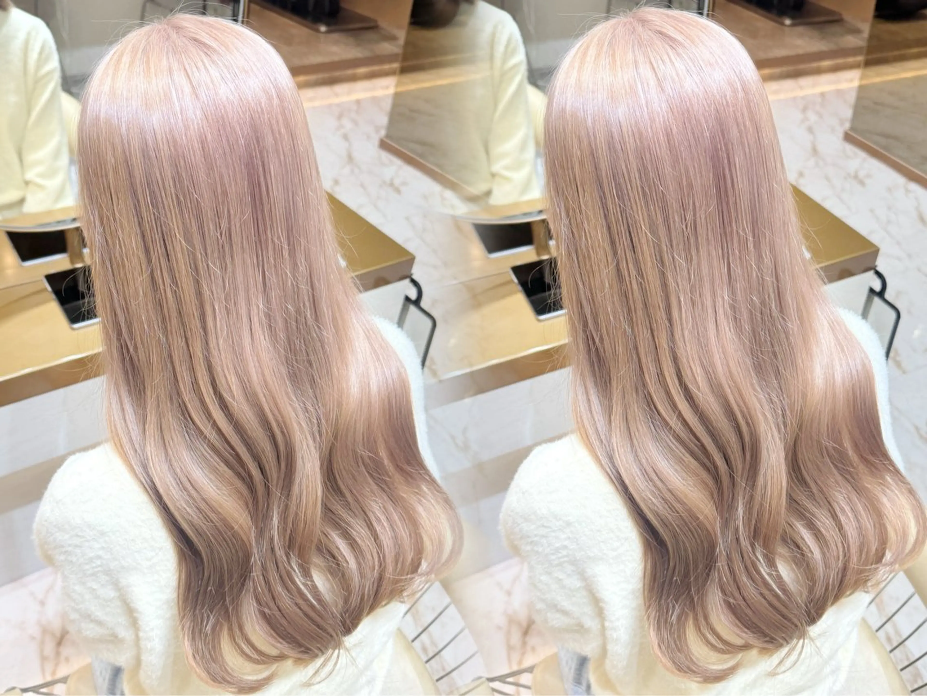 ロング カラー ベージュカラー ミルクティーベージュ ヘアカラー ʚザクザクレイヤー× 艶透明感/にしじまɞのヘアスタイル