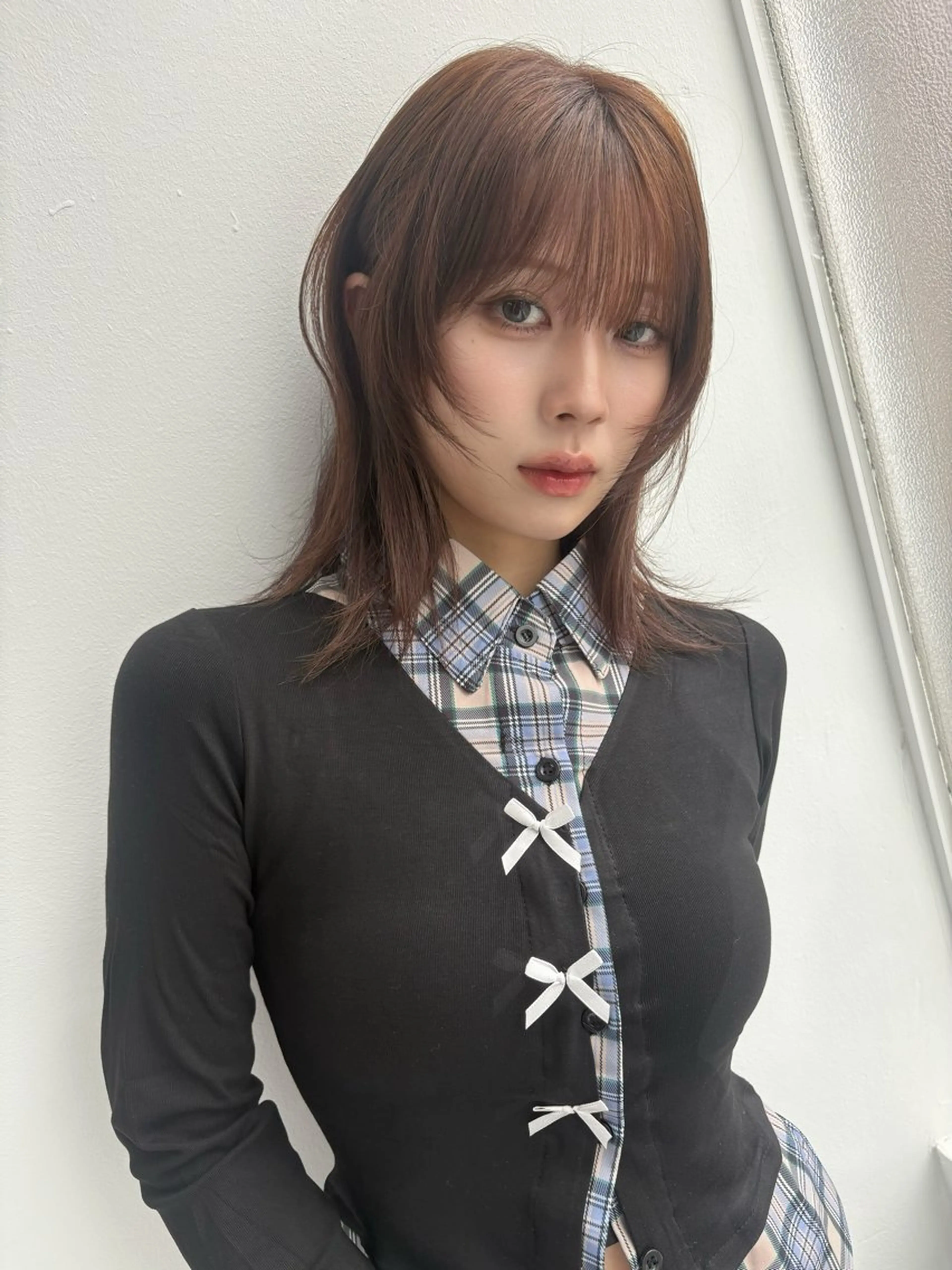 ミディアム カラー ヘアカラー トリートメント 🎀優姫 🎀  韓国レイヤーのヘアスタイル