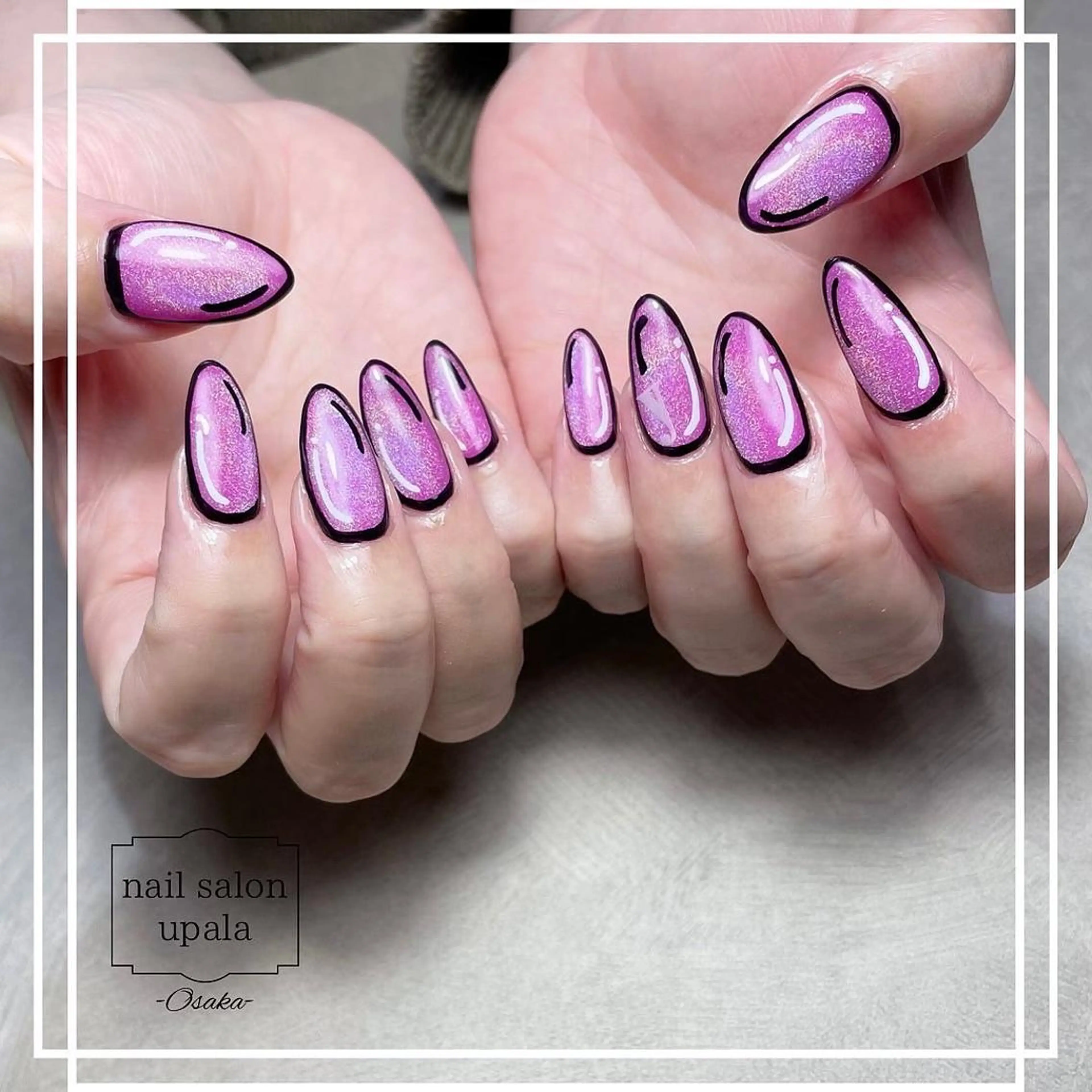 ネイル オーロラネイル ハート マグネットネイル ニュアンスネイル 冬ネイル ハンドネイル upala Mayukoのネイルデザイン