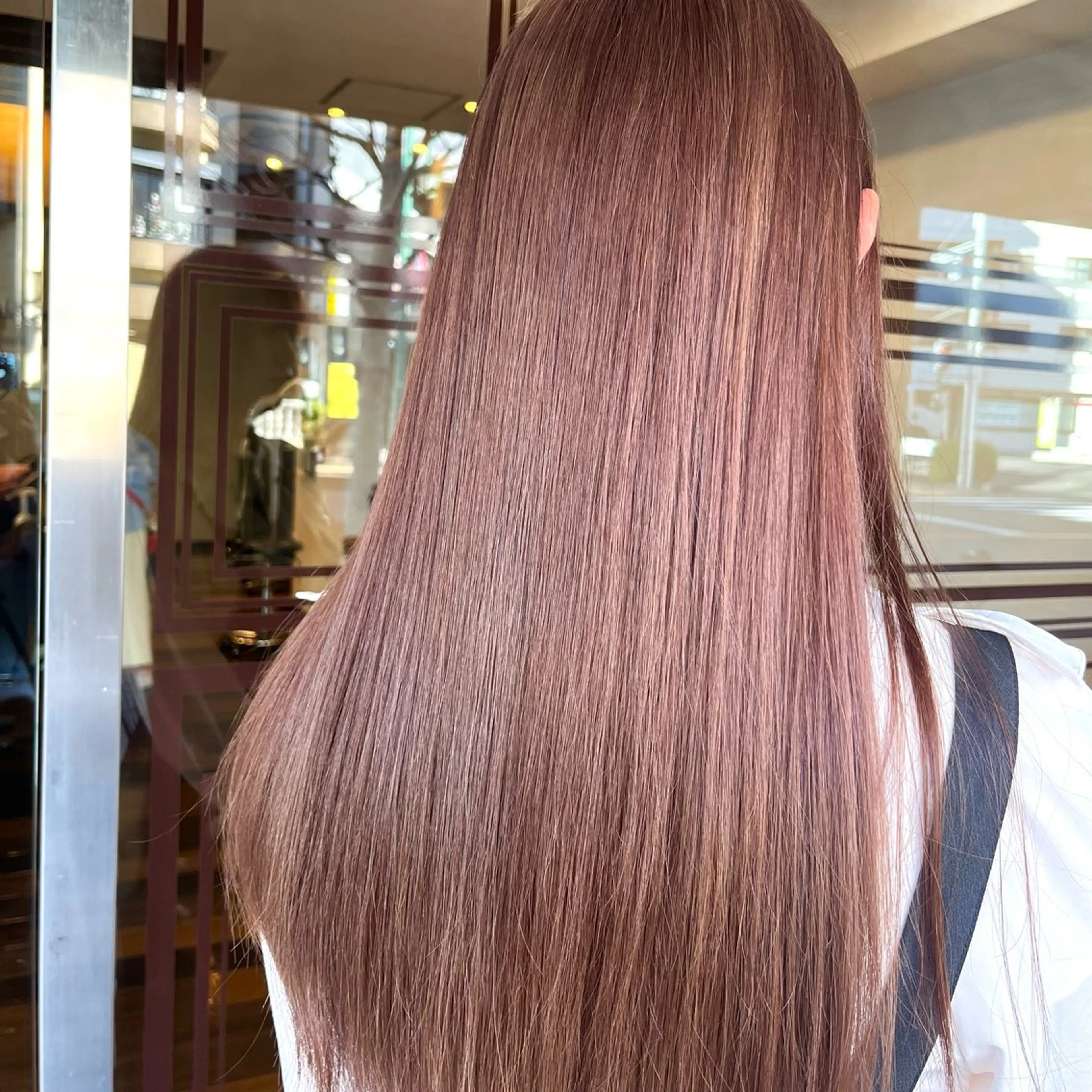 ロング カラー ベージュカラー ピンクカラー ピンクベージュ ふるはし みなのヘアスタイル