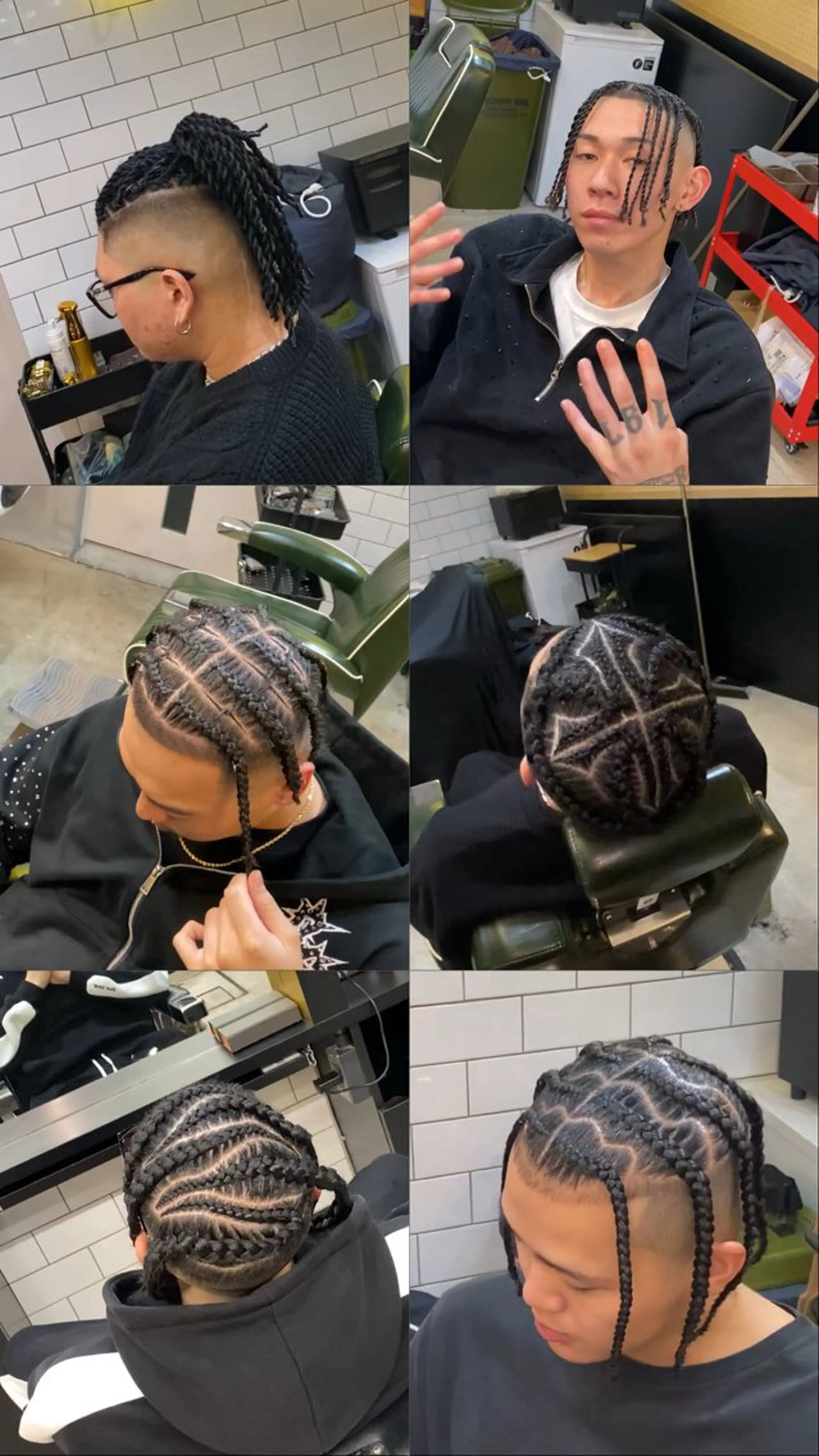 フェードカット➕コーンロウ、ブレイズ、タイトロープ、バレルツイストの写真