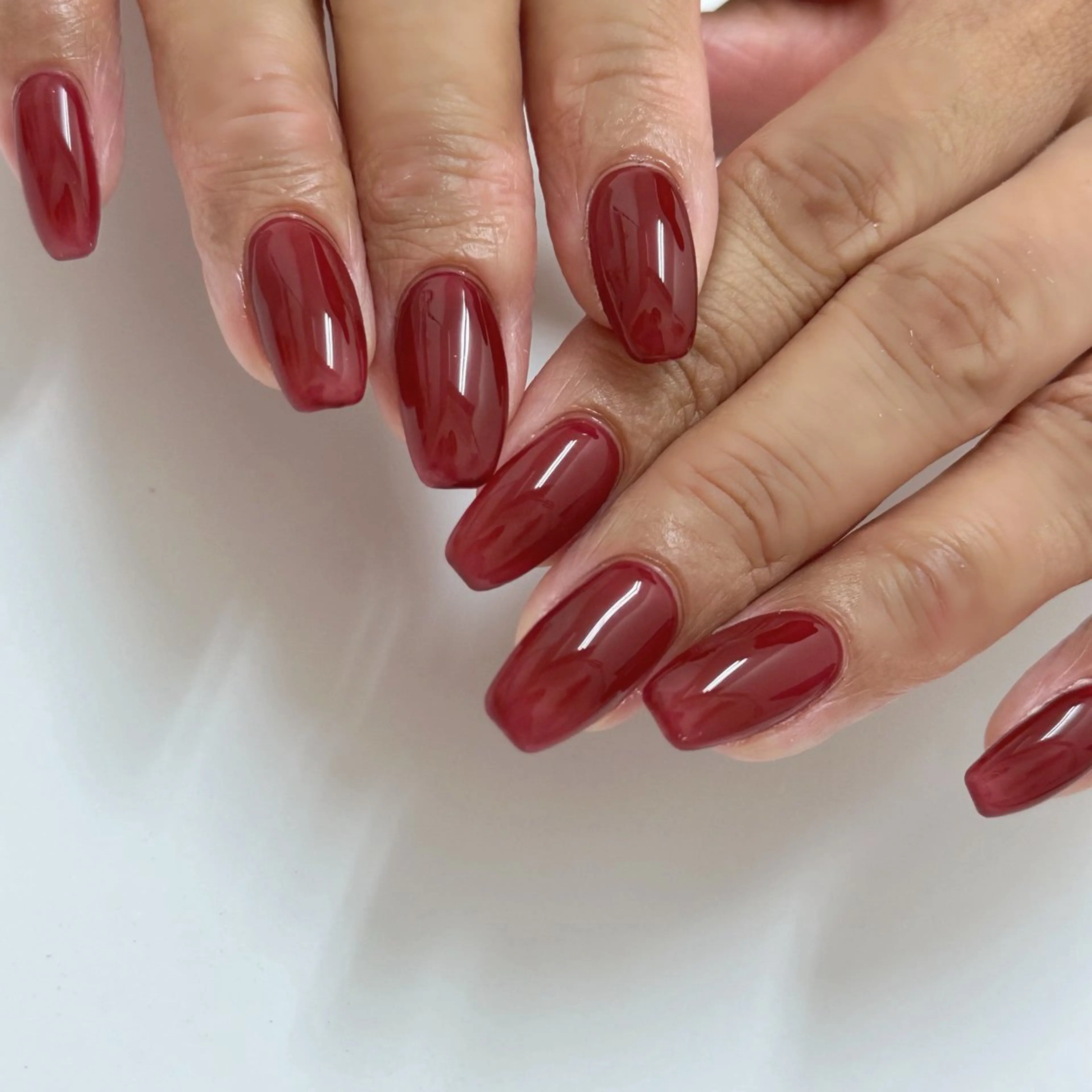 ネイル ボルドー クリアネイル ワンカラーネイル Faire MIKIのネイルデザイン
