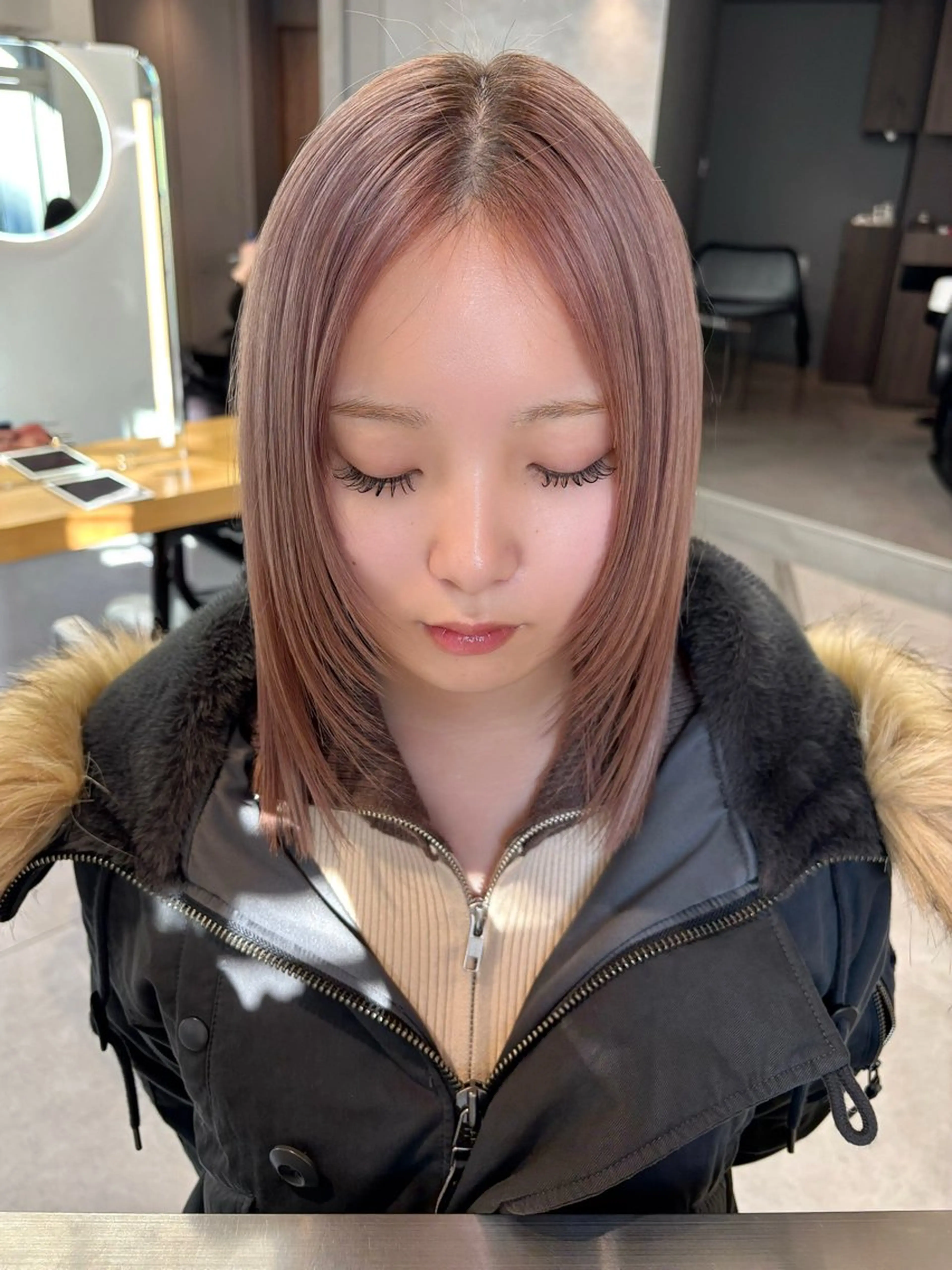 ミディアム カット ヘアカラー トリートメント ボブ/透明感カラー/ 似合わせ🌿高田知那のヘアスタイル