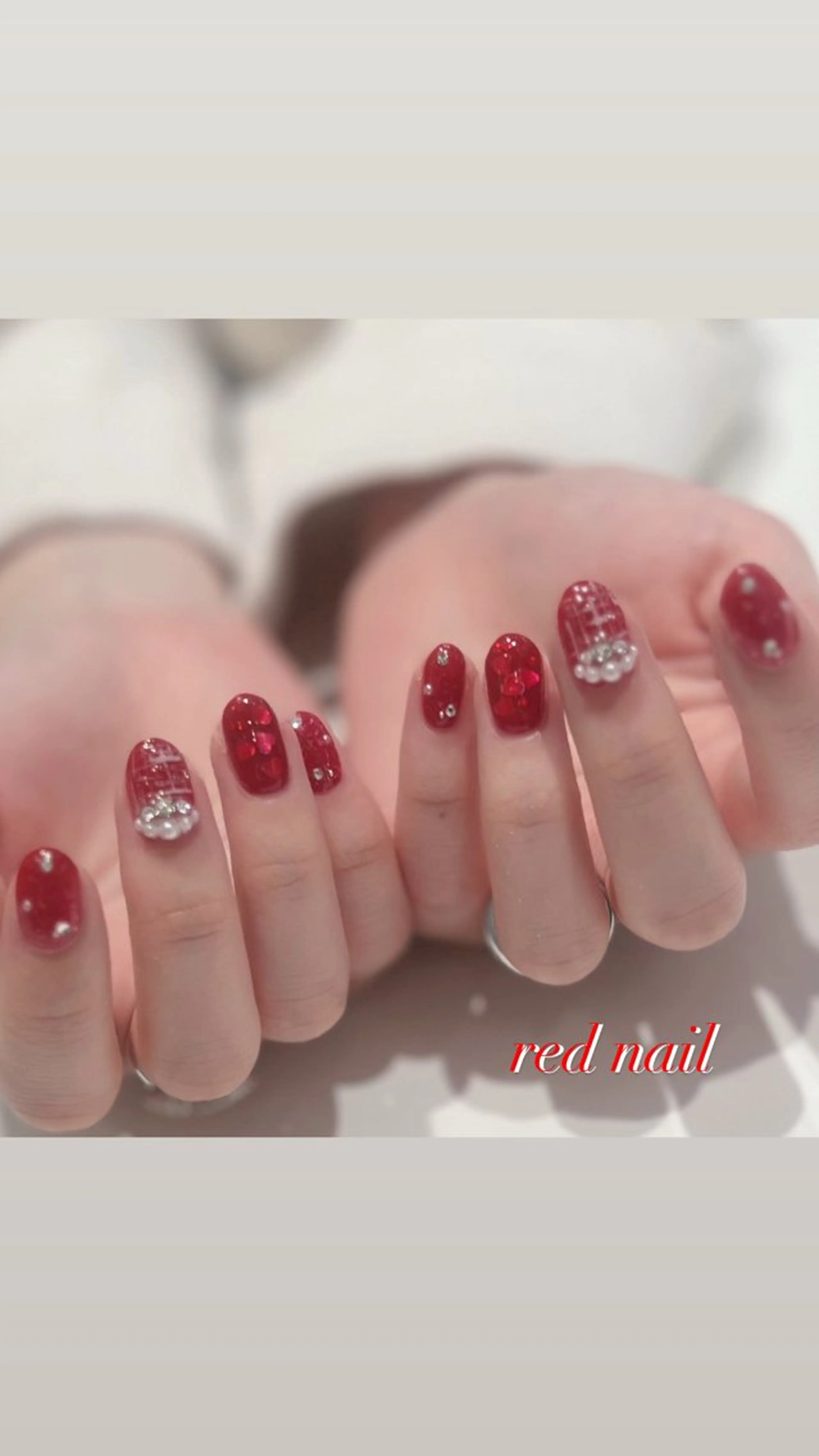 ネイル アートネイル ジェルネイル ハート パラジェル ツイードネイル VINGT NAIL Aika.Kのネイルデザイン