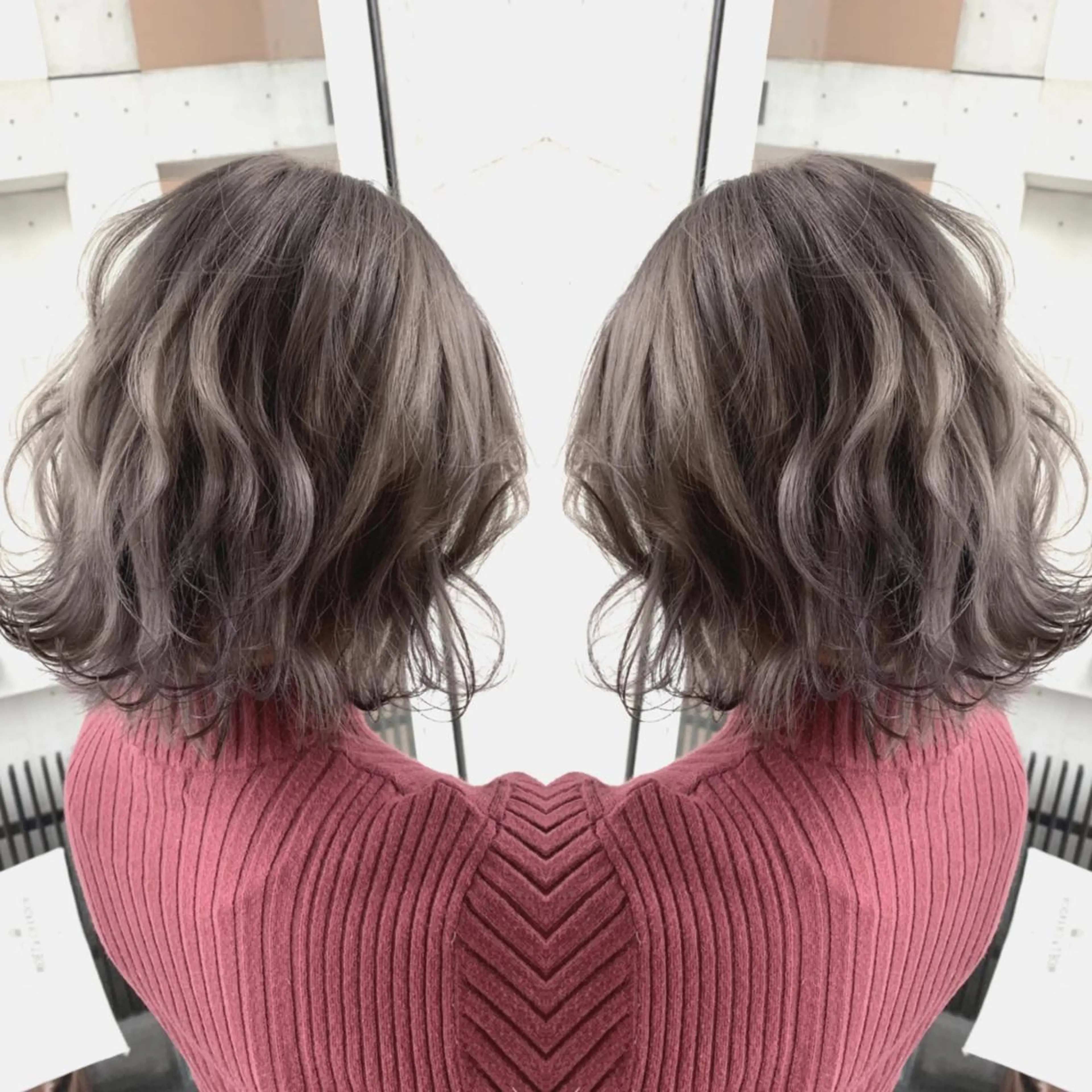 ミディアム カラー ヘアアレンジ グレージュ Merci メルシー 福岡、今泉のヘアスタイル