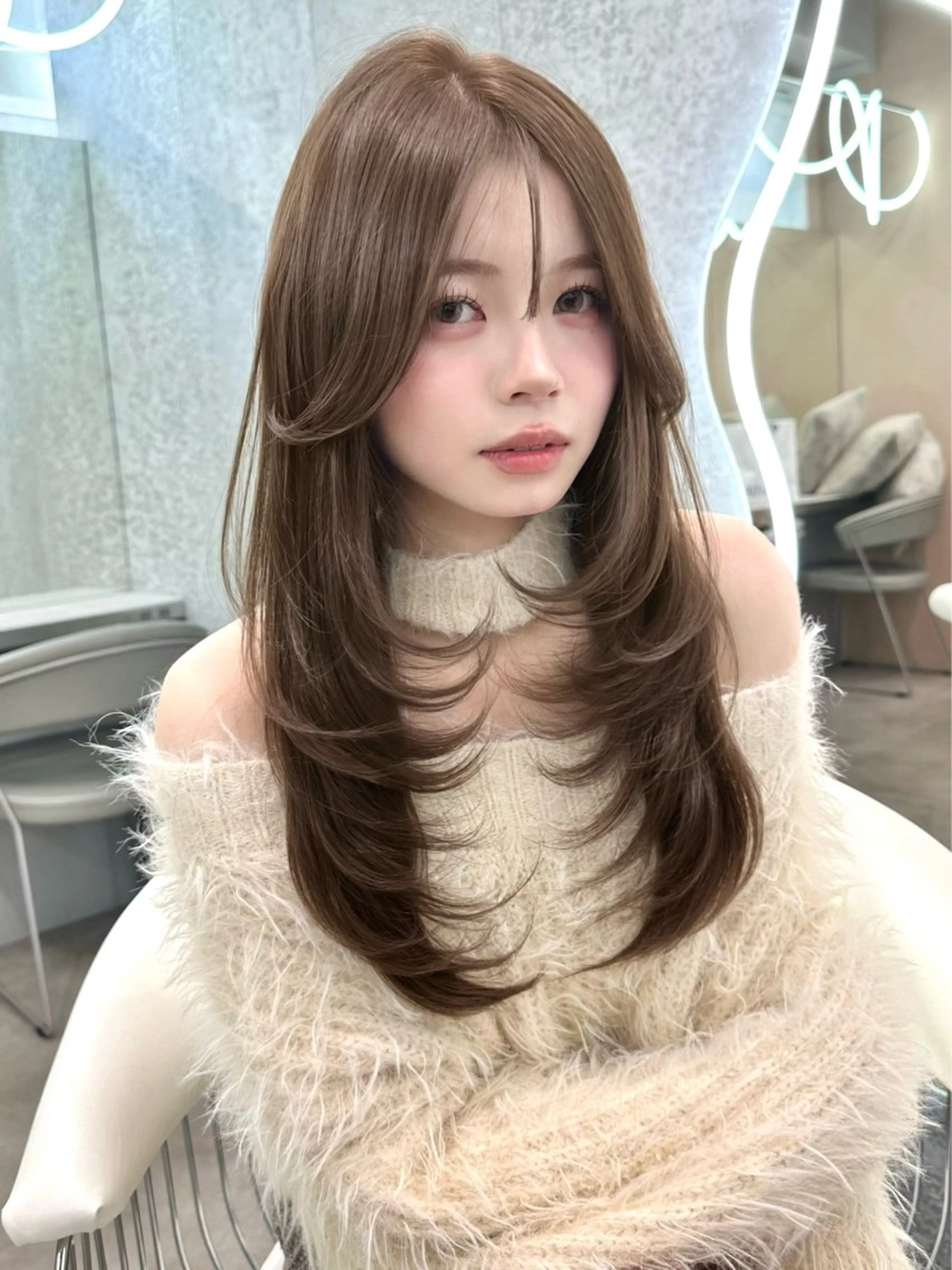 セミロング カラー ヘアアレンジ カット ヘアカラー トリートメント ブリーチなしW🎀 髪質改善／はのんのヘアスタイル