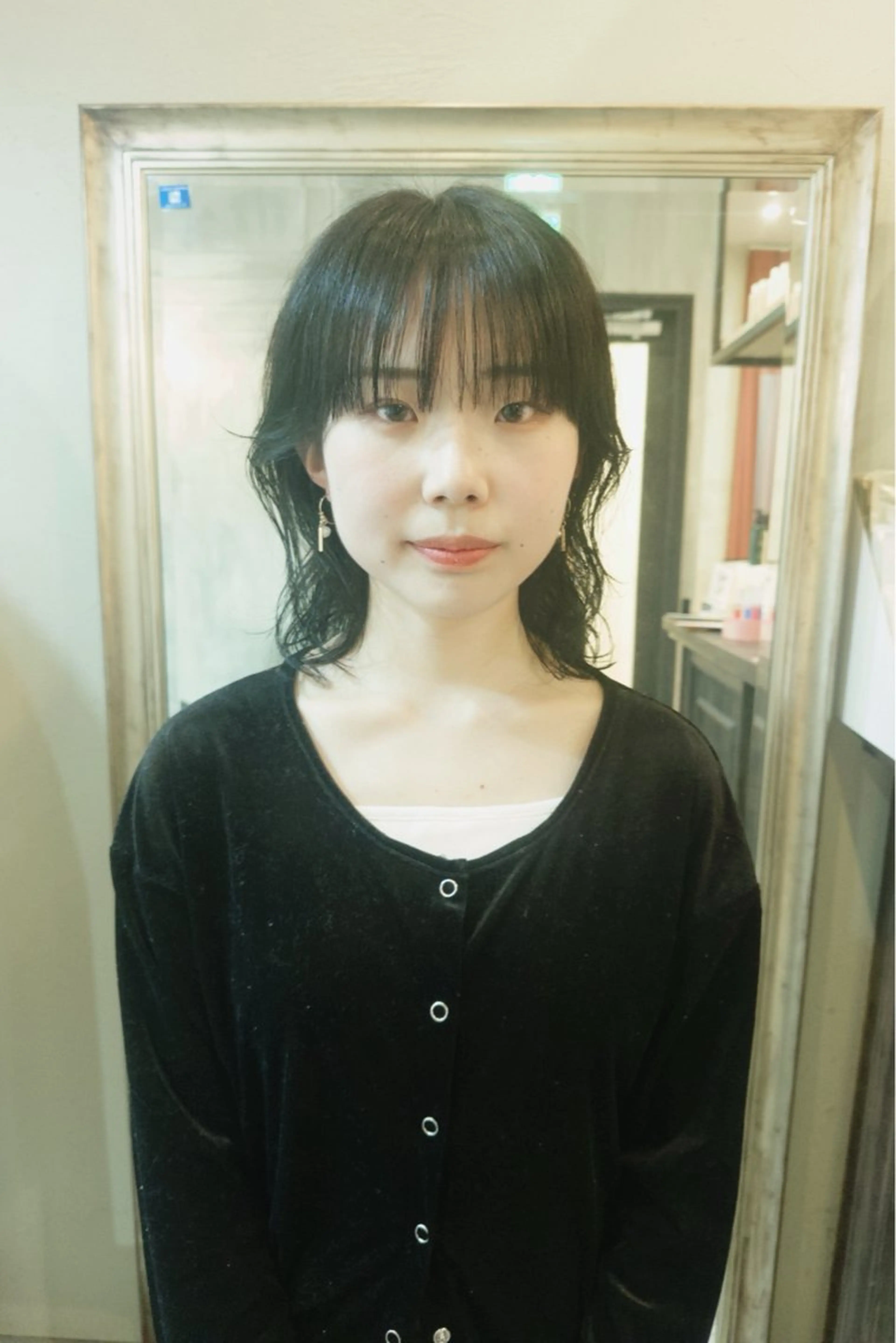 ミディアム カット パーマ ぱる/透明感カラー パーマ/カットのヘアスタイル