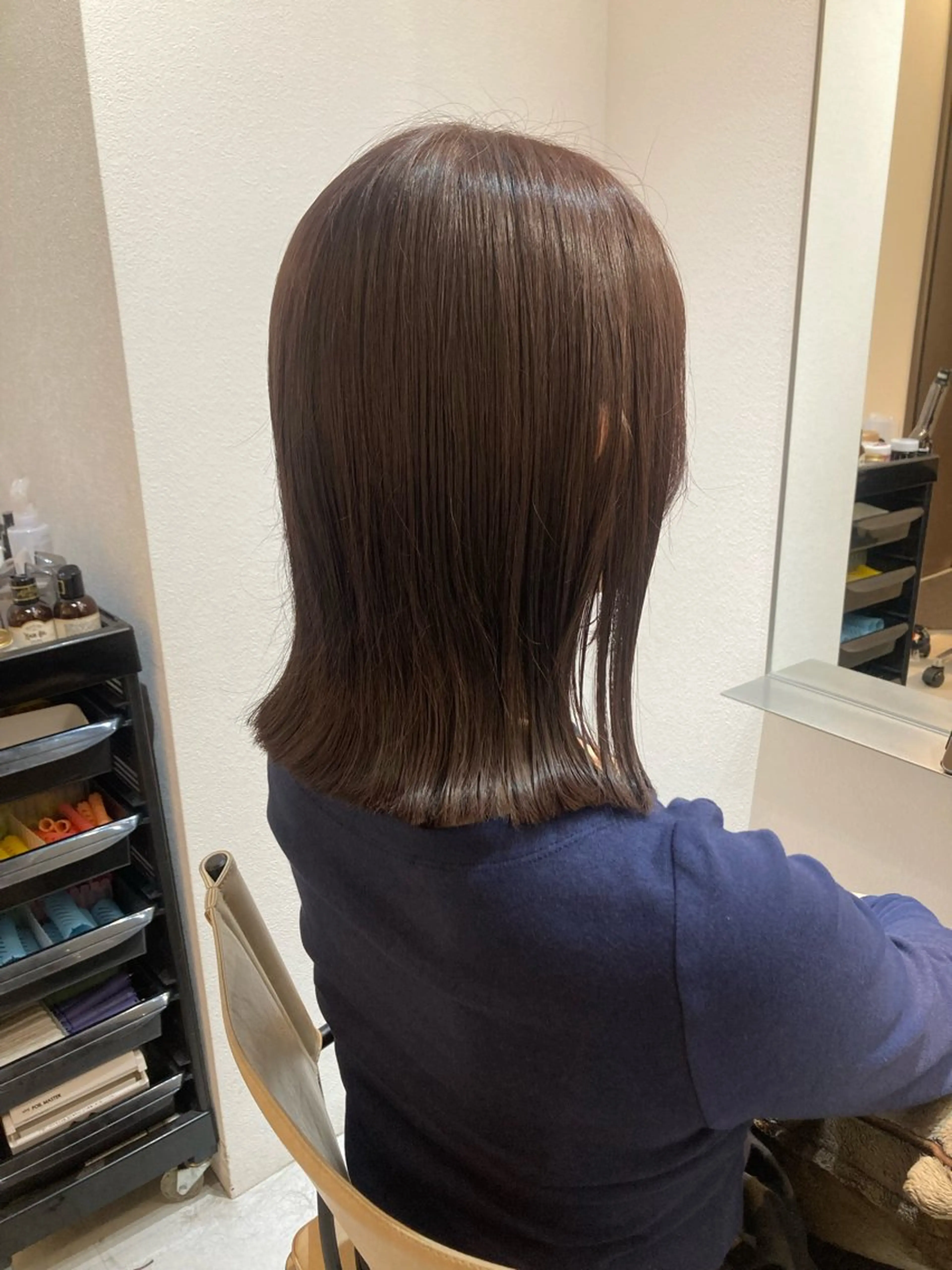 ミディアム カット ヘアカラー トリートメント ✨色持ちの良い艶 カラー✨蟹江真世のヘアスタイル