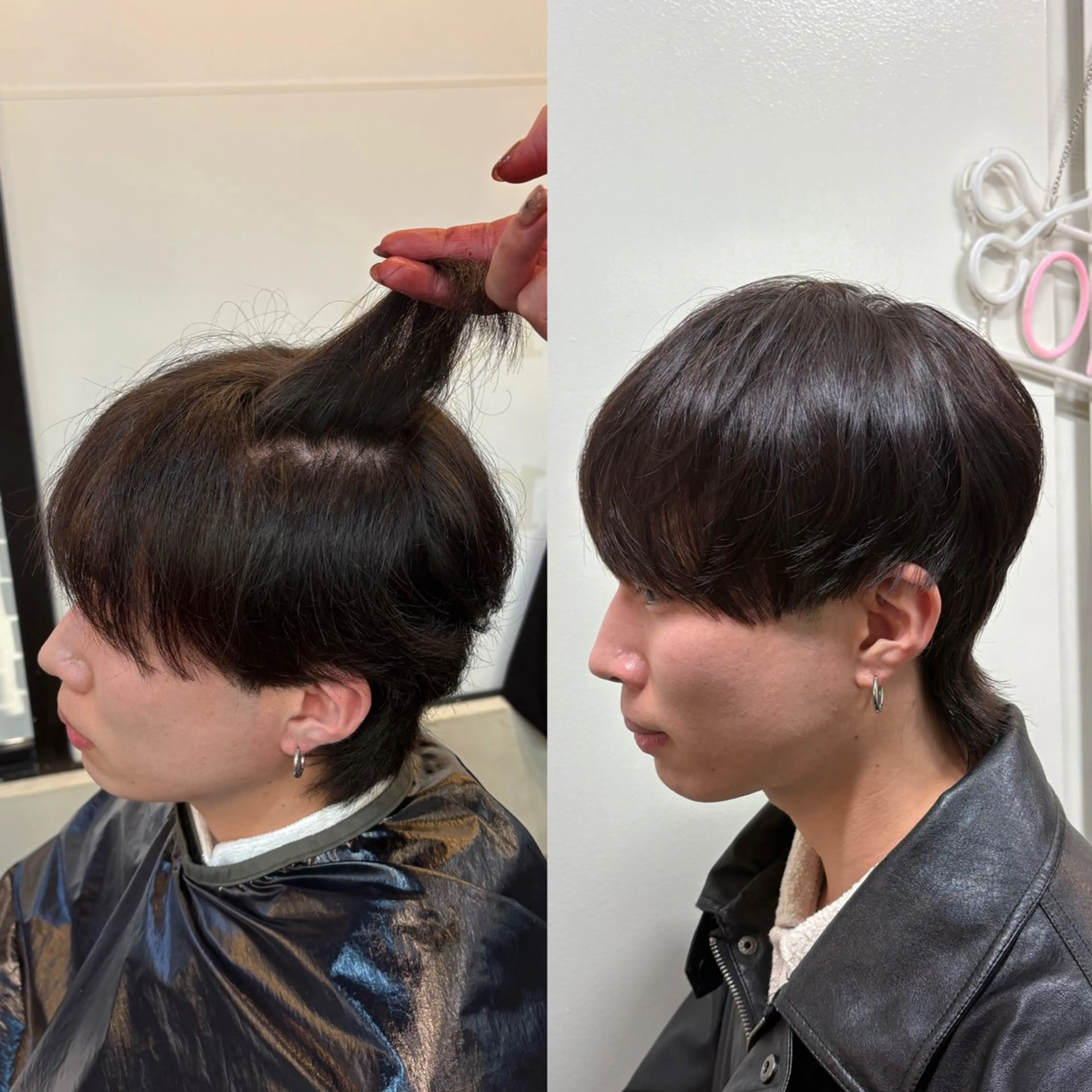 ショート パーマ メンズ マッシュウルフ マッシュ メンズウルフカット 縮毛矯正 ウルフカット カット 縮毛矯正 韓国風メンズ/毛流れ ヘアなら須田龍世のヘアスタイル