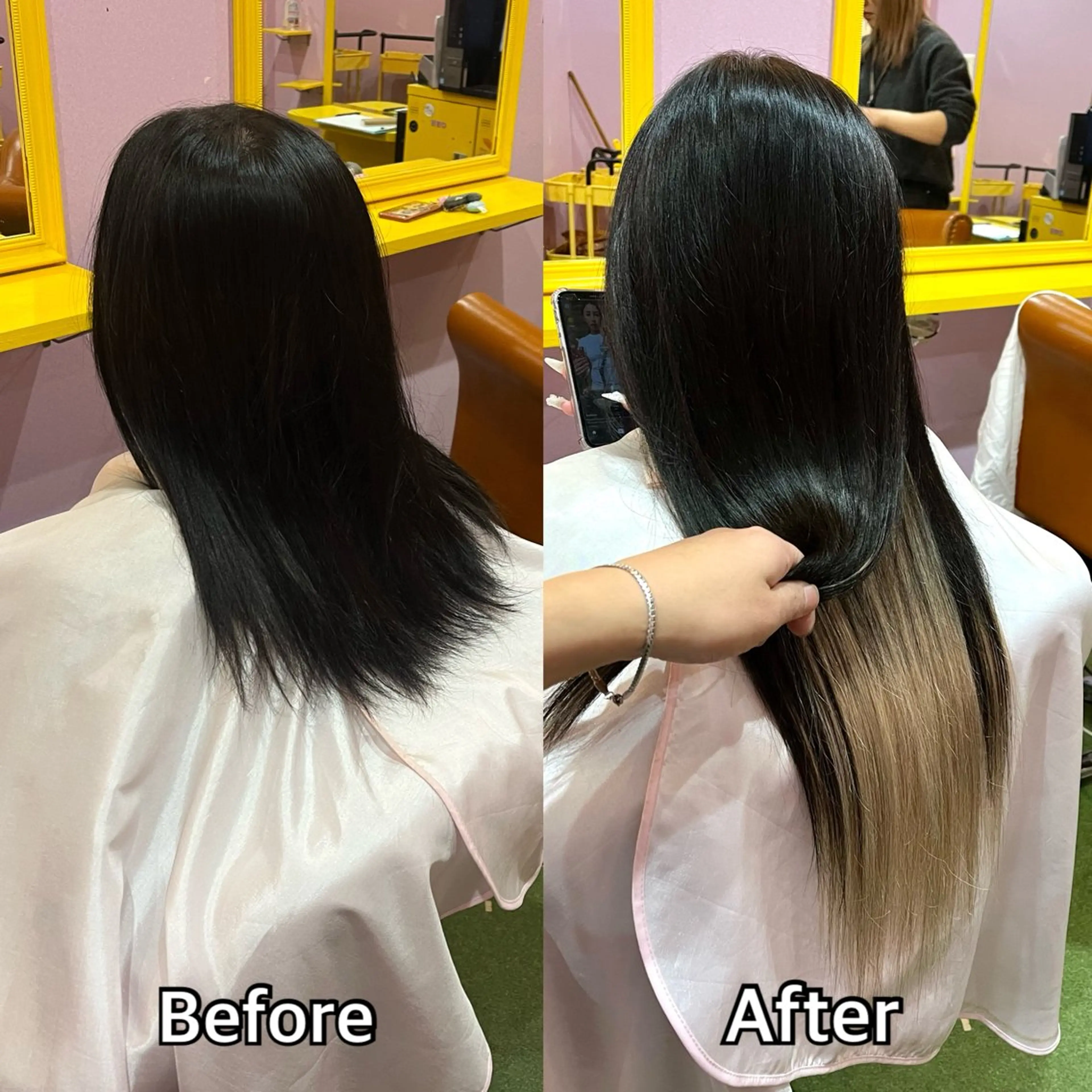 ロング エクステ シール＋ちび編み込み エクステ梅田🐨のヘアスタイル