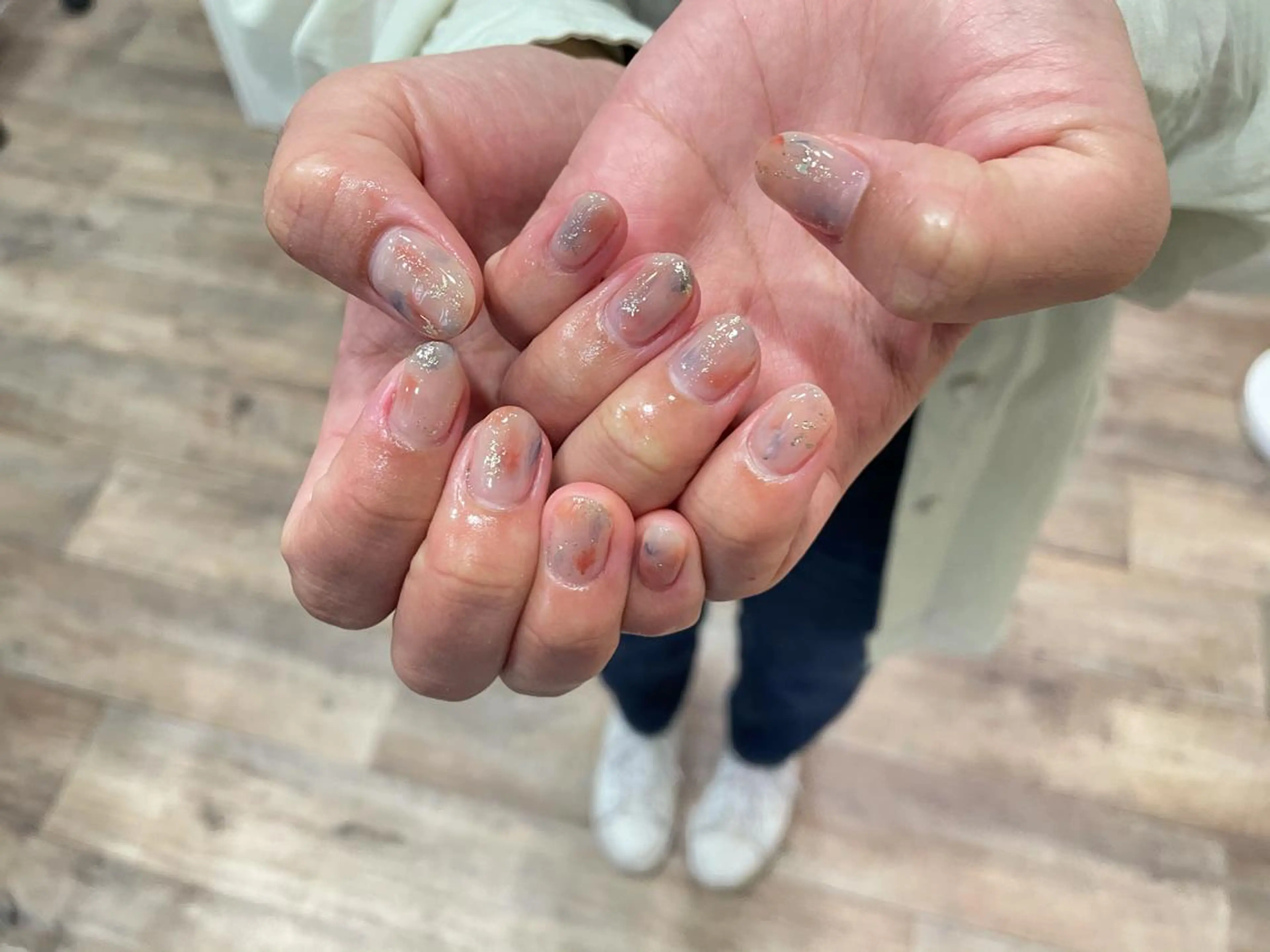 ネイル ハンドネイル ハンドケア R'well所属・はばすみれ🎀ﾈｲﾙ 光ﾌｪｲｼｬﾙ ﾍｱのネイルデザイン