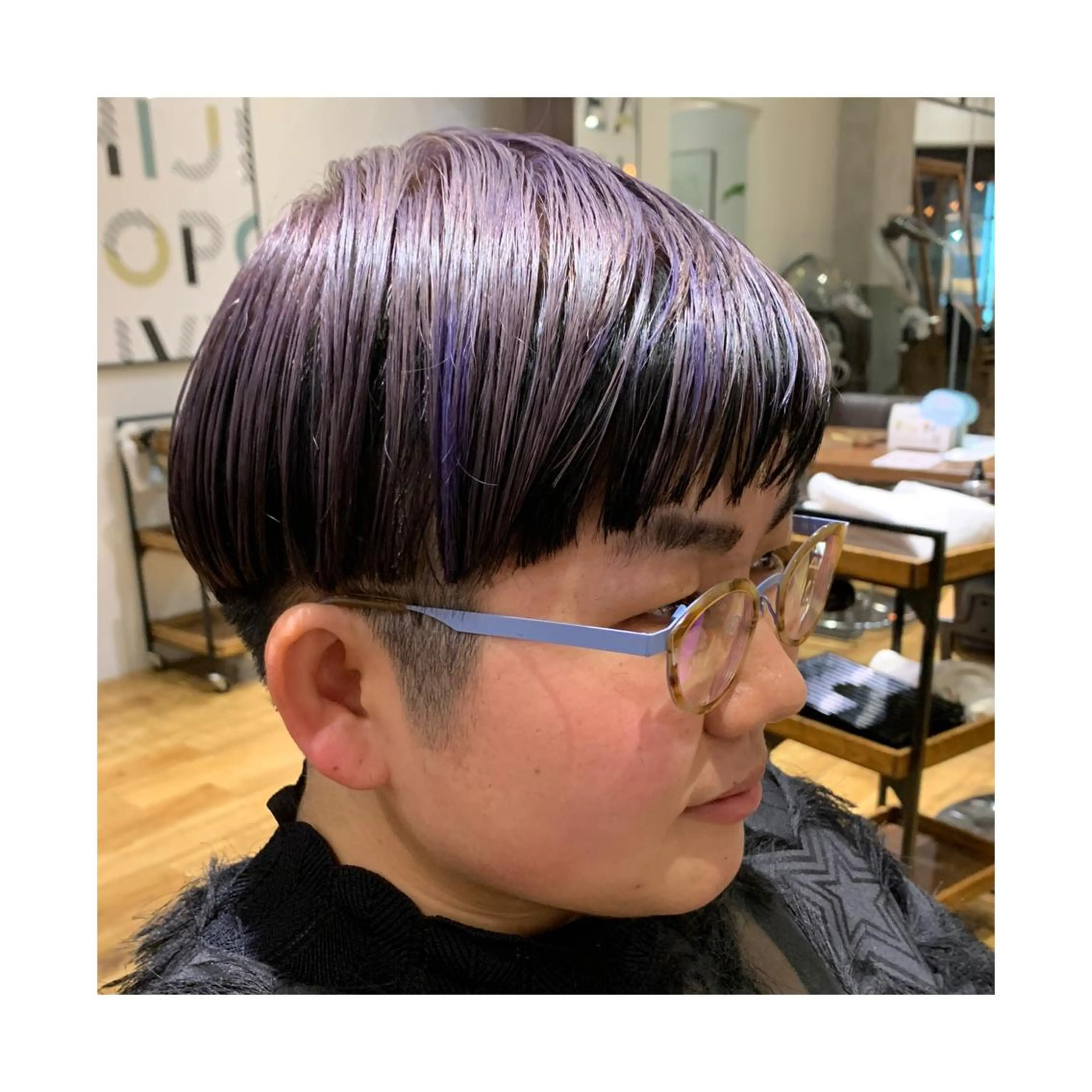 ショート カラー 黒髪 ラベンダーカラー ラベンダーピンク ピンクカラー 竹内 康浩のヘアスタイル